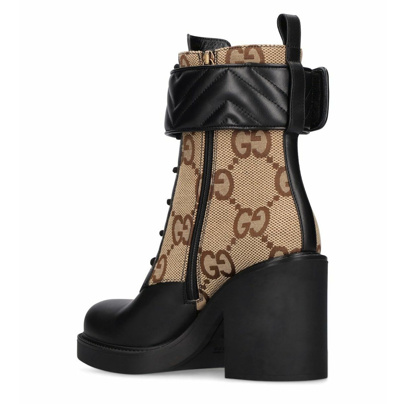 Gucci Gucci Beige Black GG Marmont Combat Ankle Boots Canvas 37.5 Size US 7.5 / IT 37.5 - 5 Thumbnail