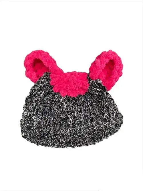 Handmade × Japanese Brand Handmade Knitted Hat Teddy Bear Bunny Style Tiktok Size ONE SIZE - 2 Thumbnail