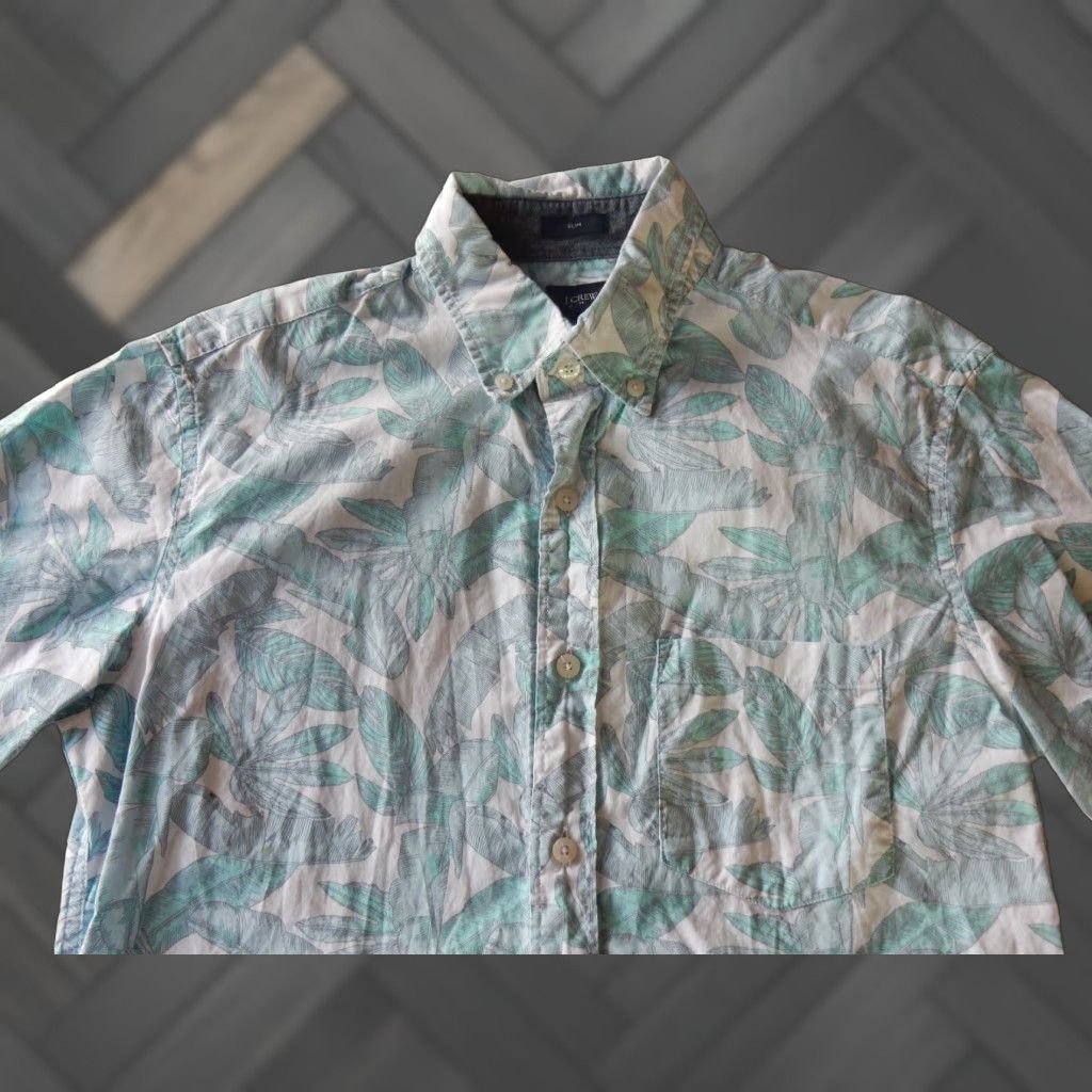 J.Crew J.CREW Floral Button-Up Shirt Men's Short Sleeve Size S Slim Blue Size US S / EU 44-46 / 1 - 1 Thumbnail