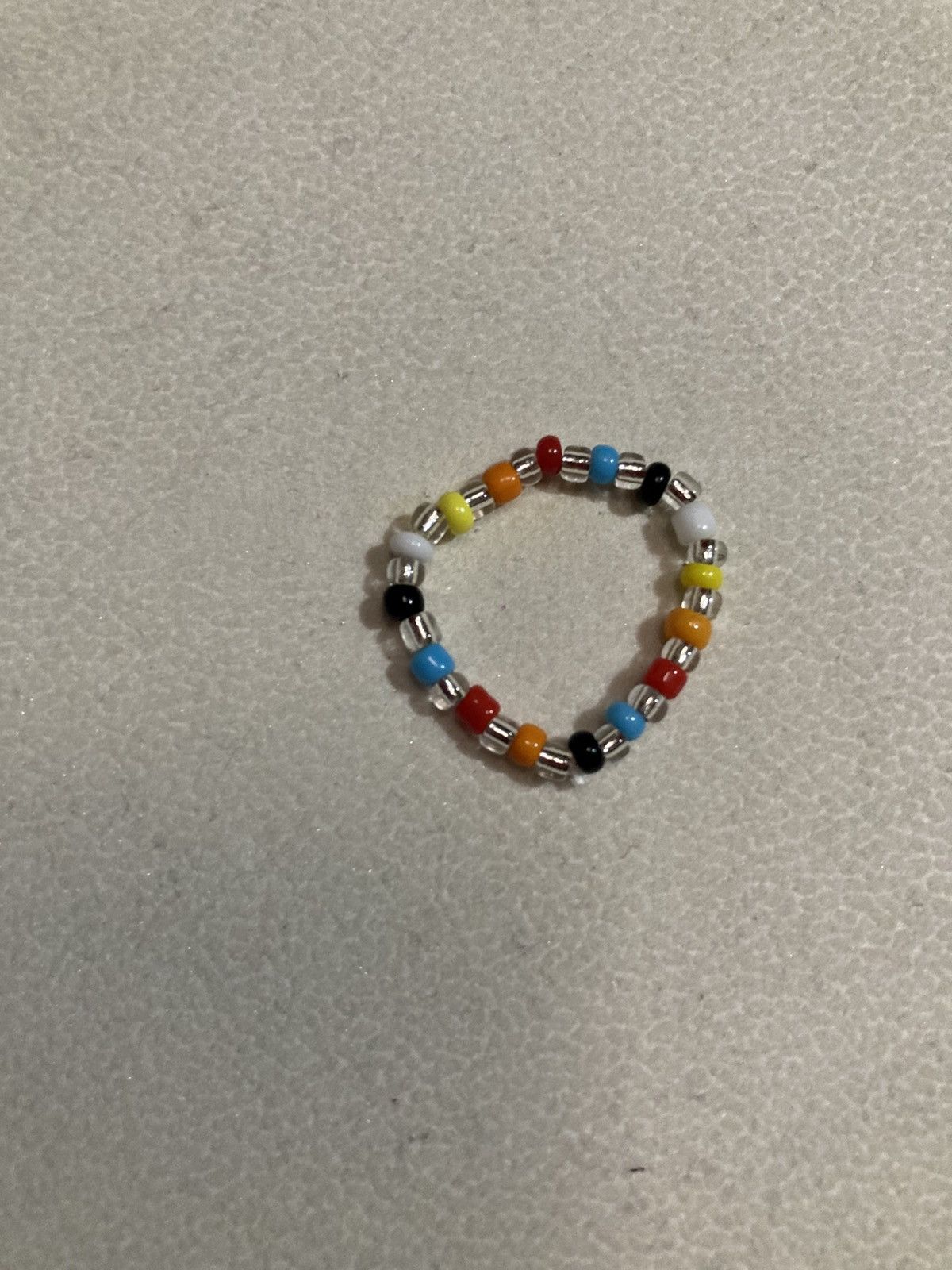 Other Rainbow and silver coloured beaded ring Size ONE SIZE - 1 Preview
