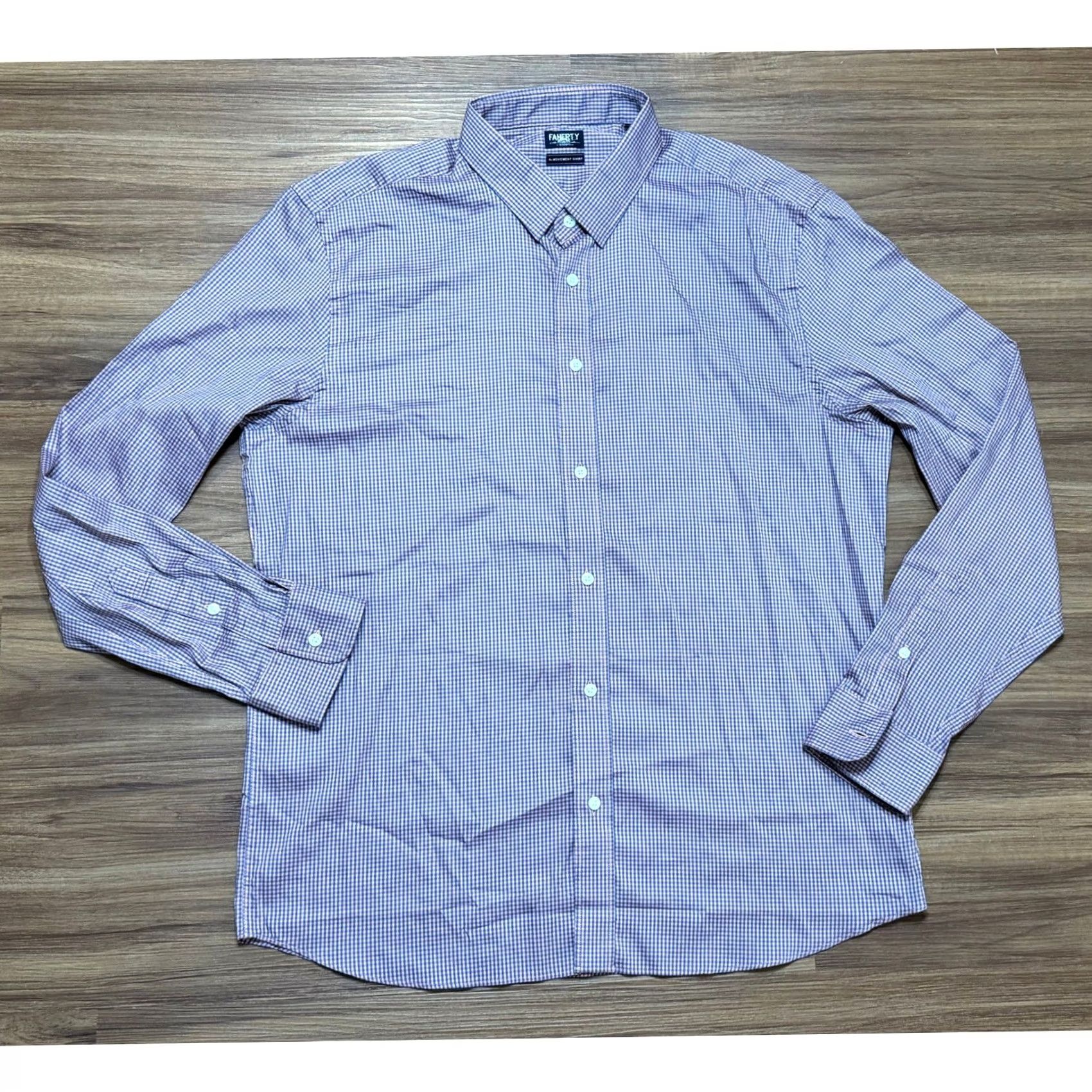 Faherty Faherty Reserve The Movement Shirt Sz XL Blue Pink Gingham Button Down Stretch Size US XL / EU 56 / 4 - 2 Thumbnail