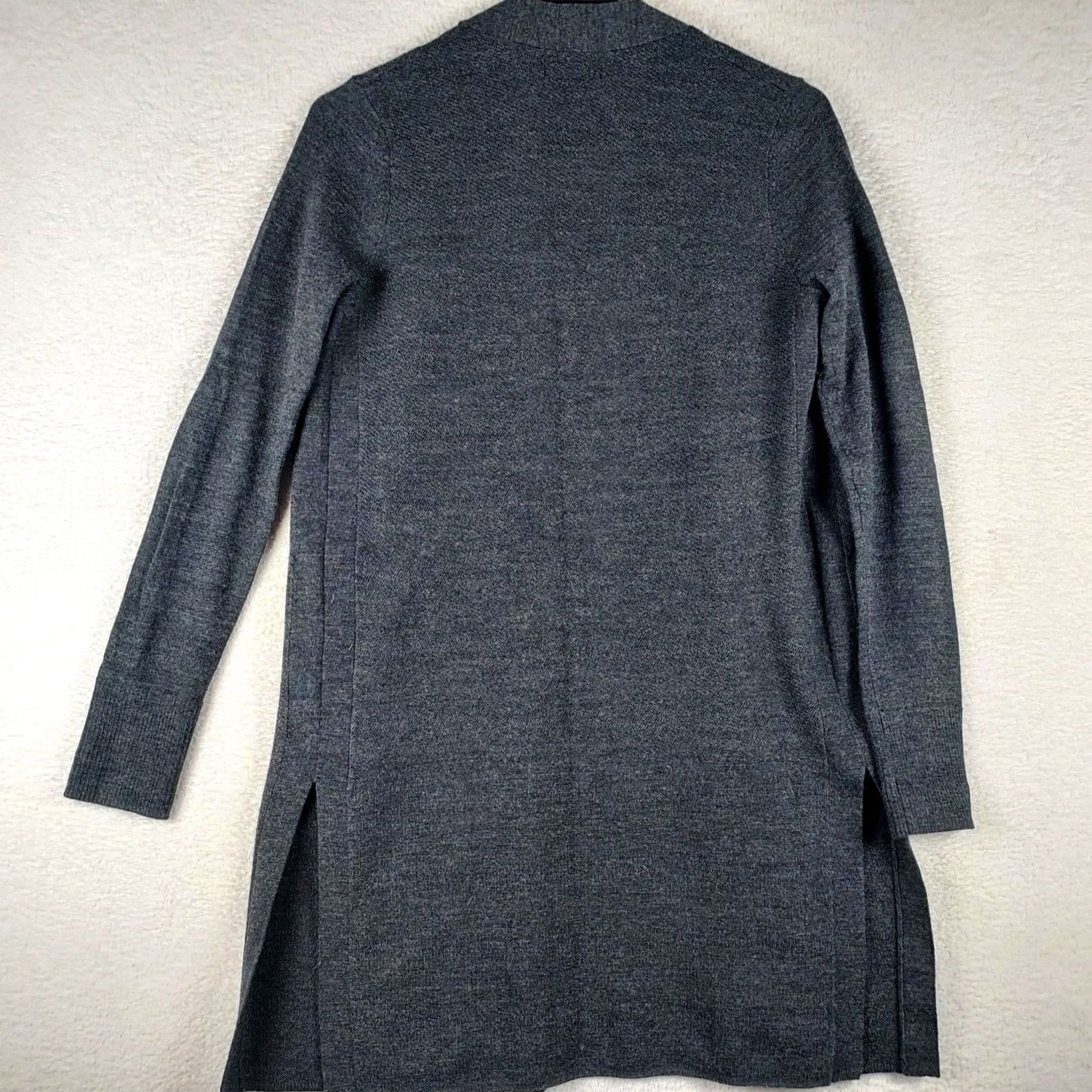 Vintage Adrienne Vittadini Cardigan XS Black Merino Wool Long Open Front Women Regular Classic Sweater Size XS / US 0-2 / IT 36-38 - 2 Thumbnail