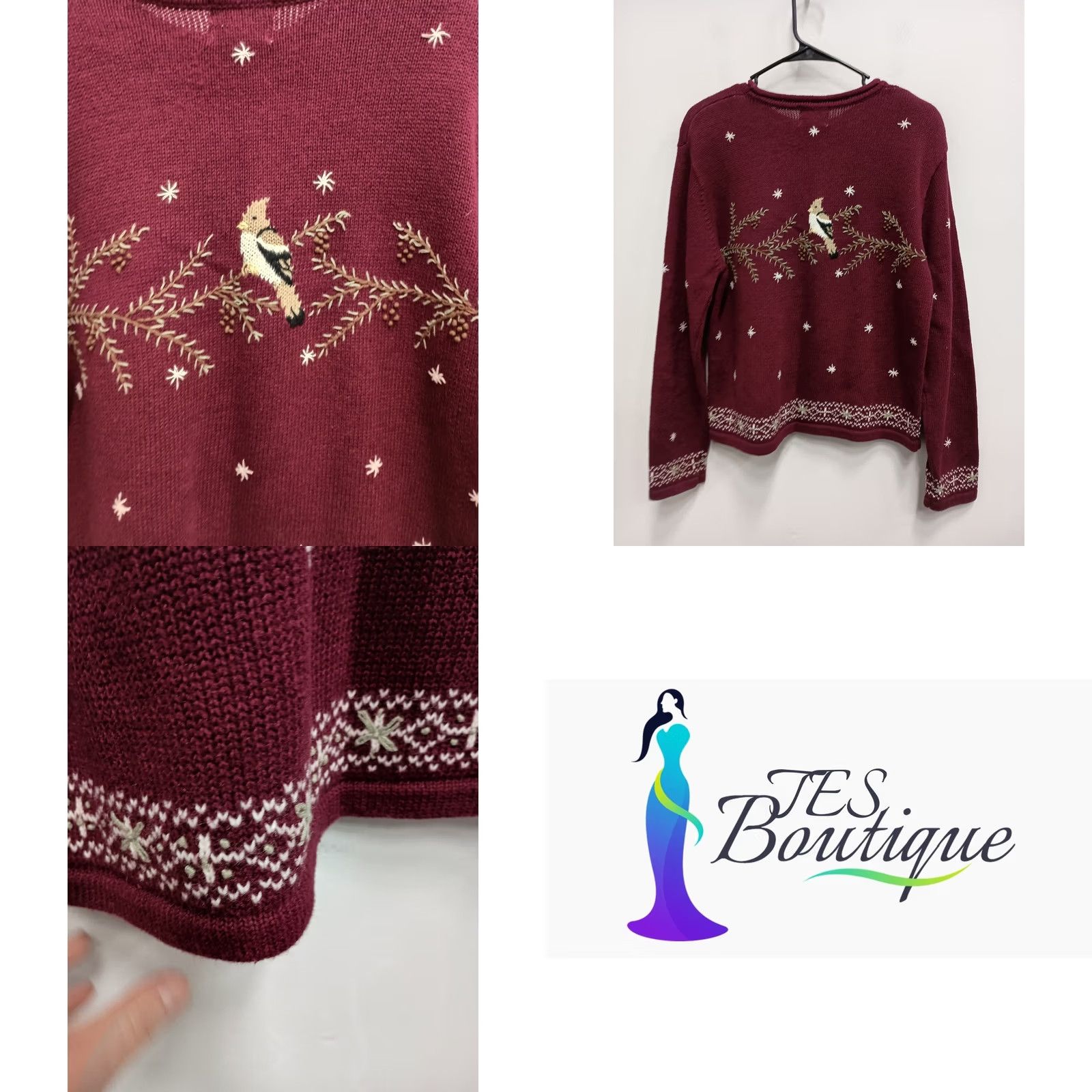 Vintage VINTAGE Christopher & Banks Sweater Womens Large Red Emnroidered Grandma VTG 90s Bird Size L / US 10 / IT 46 - 8 Thumbnail