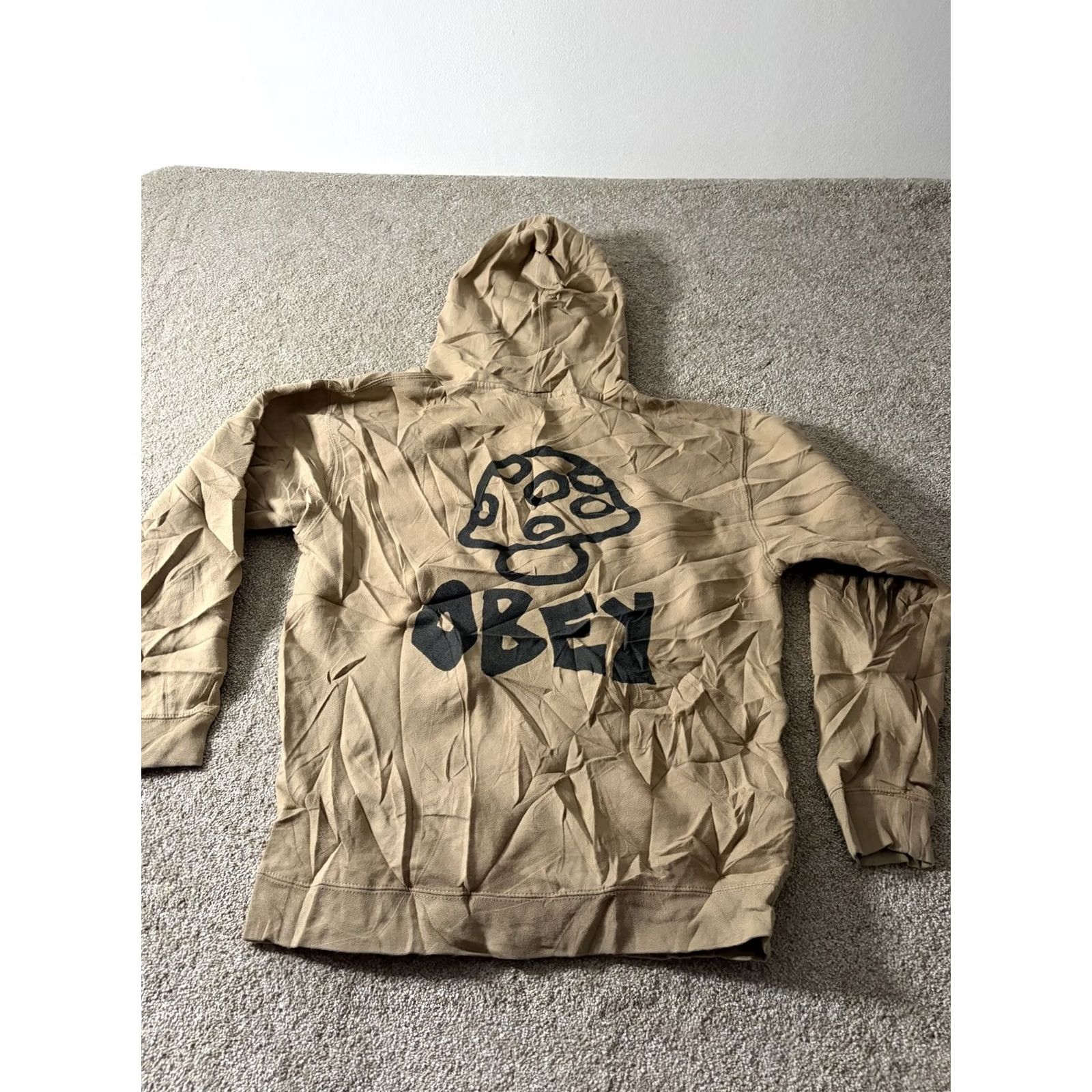 Obey OBEY Hoodie Mens Medium Beige Mushroom Graphic Fleece Pullover Logo Sweatshirt Size US M / EU 48-50 / 2 - 8 Thumbnail