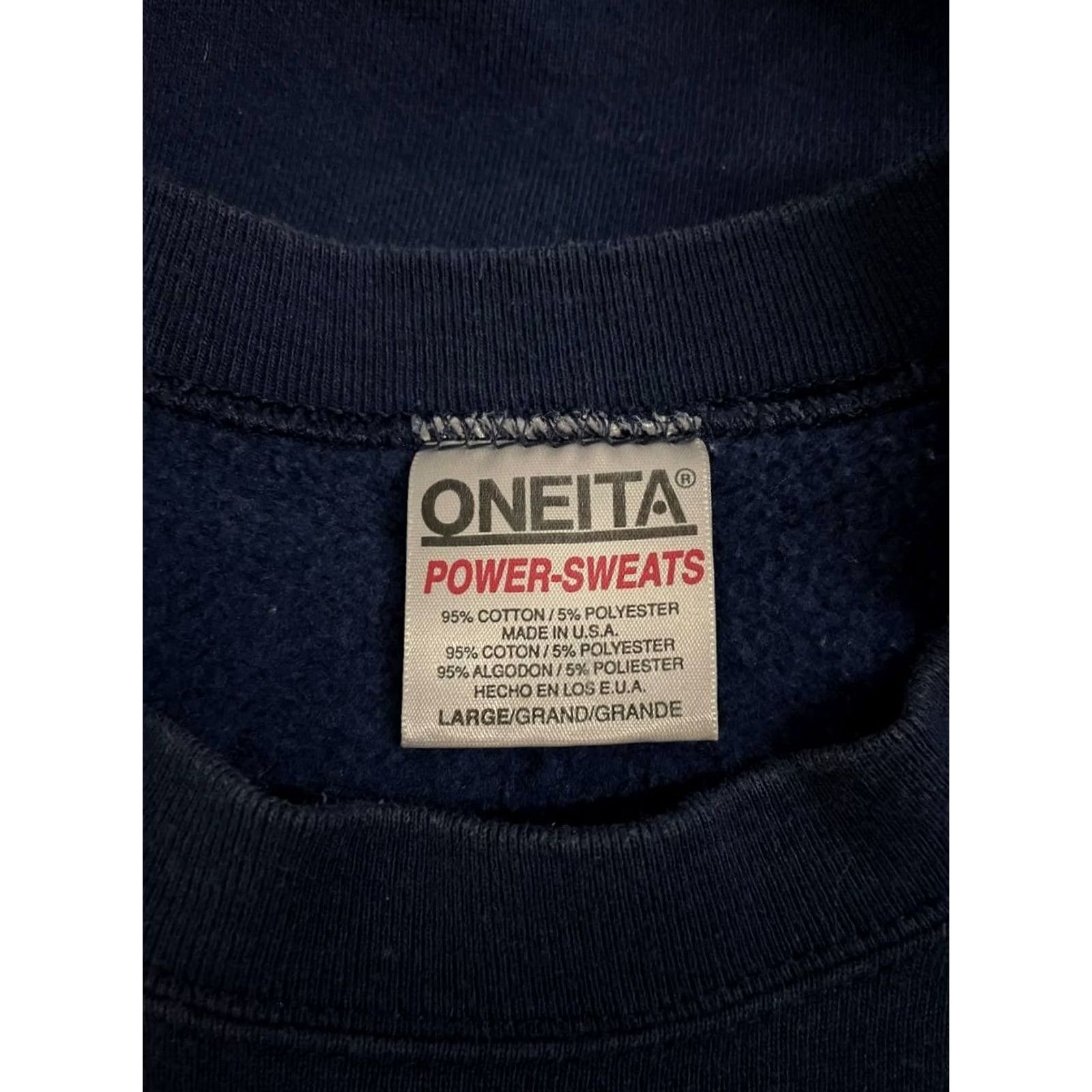 Vintage Oneita Mens Sweater Navy Cotton Long Sleeve Crew Neck Pullover Size L Size US L / EU 52-54 / 3 - 3 Thumbnail