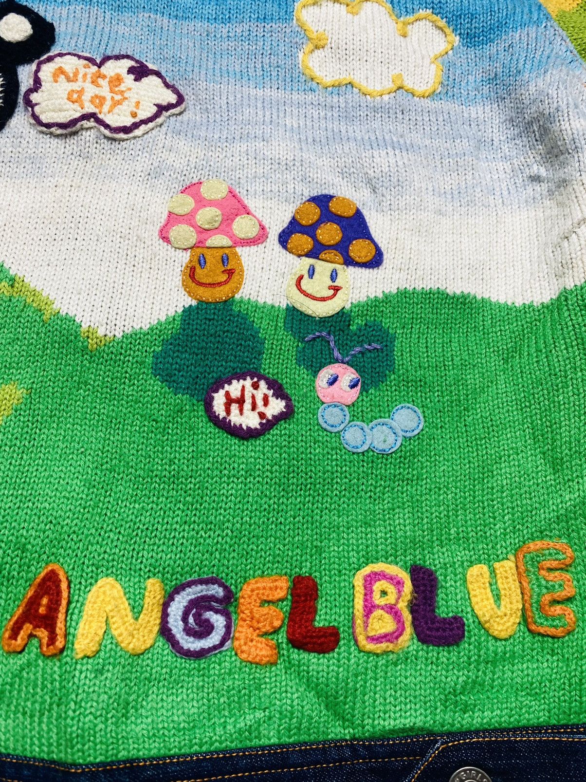 Angel Blue 2000s Angel Blue - Chunky Knitted Denim Jacket Size L / US 10 / IT 46 - 18 Thumbnail