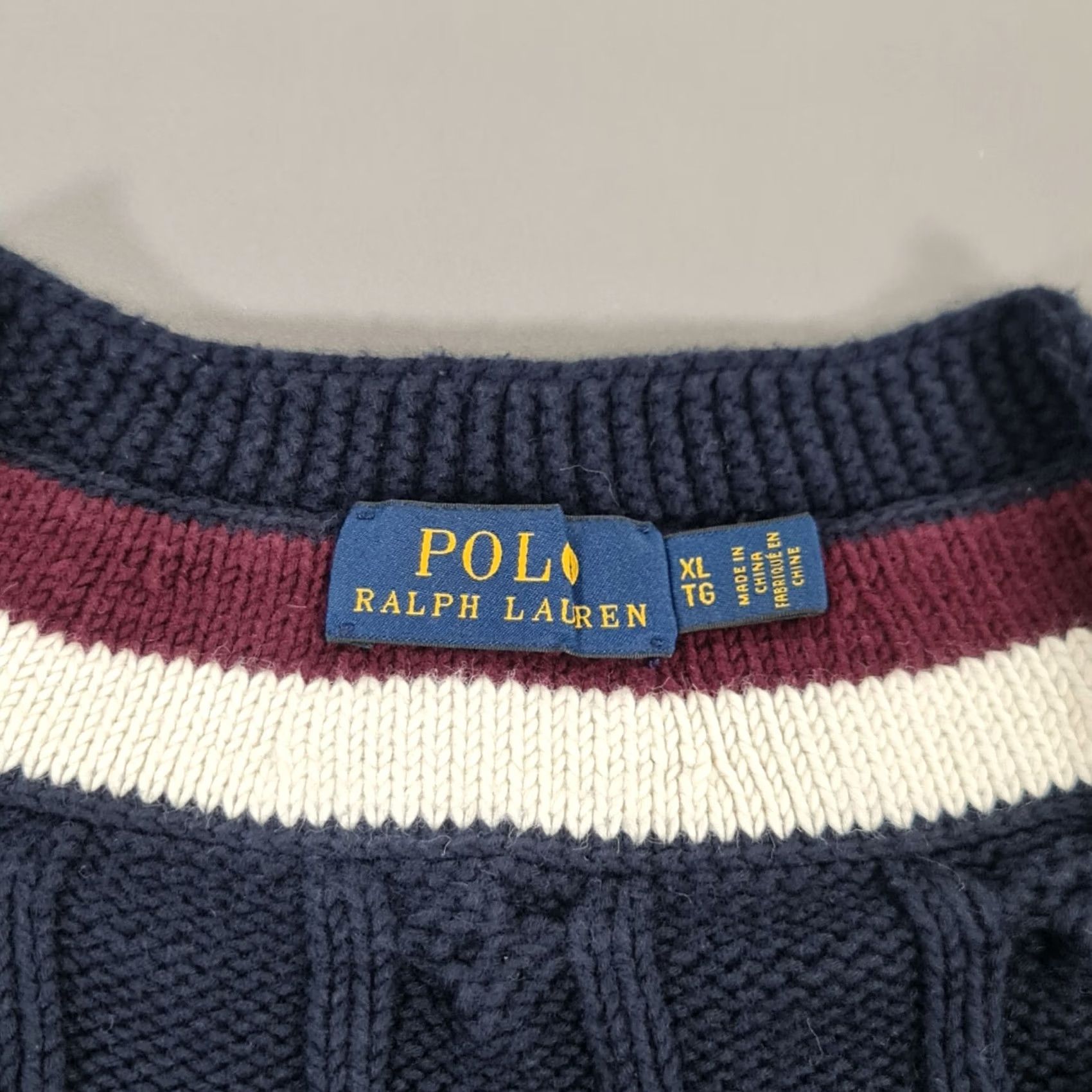 Polo Ralph Lauren Polo Ralph Lauren Jumper Womens XL Navy Blue Cable Knit V-Neck 100% Cotton Preppy 90s Classic Pullover Mens Womens Girls Size XL / US 12-14 / IT 48-50 - 3 Thumbnail