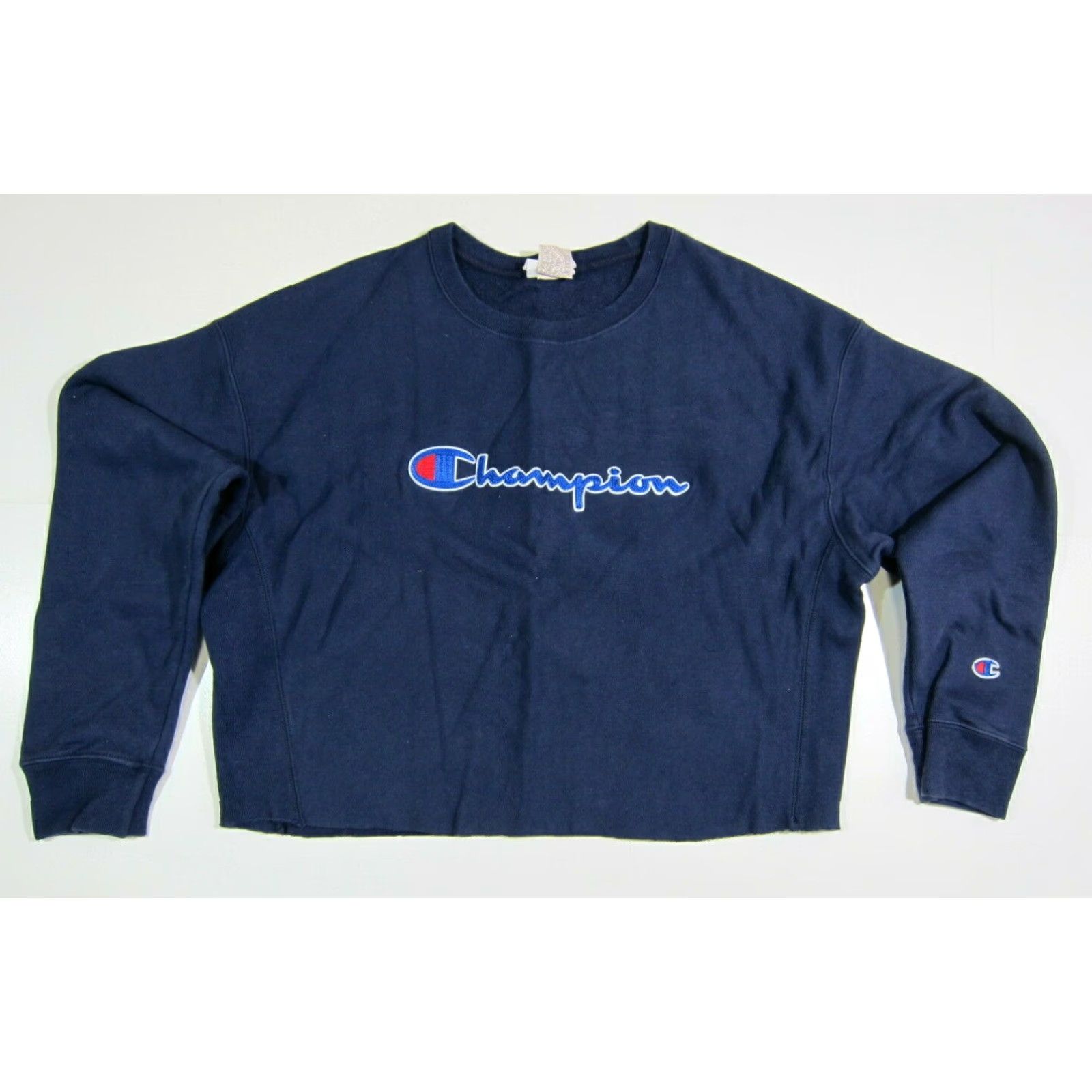 Champion Vintage Champion Reverse Weave Embroidered Blue Crew Neck Cropped Sweatshirt XL Women’s Sweatshirt Size XL / US 12-14 / IT 48-50 - 6 Thumbnail