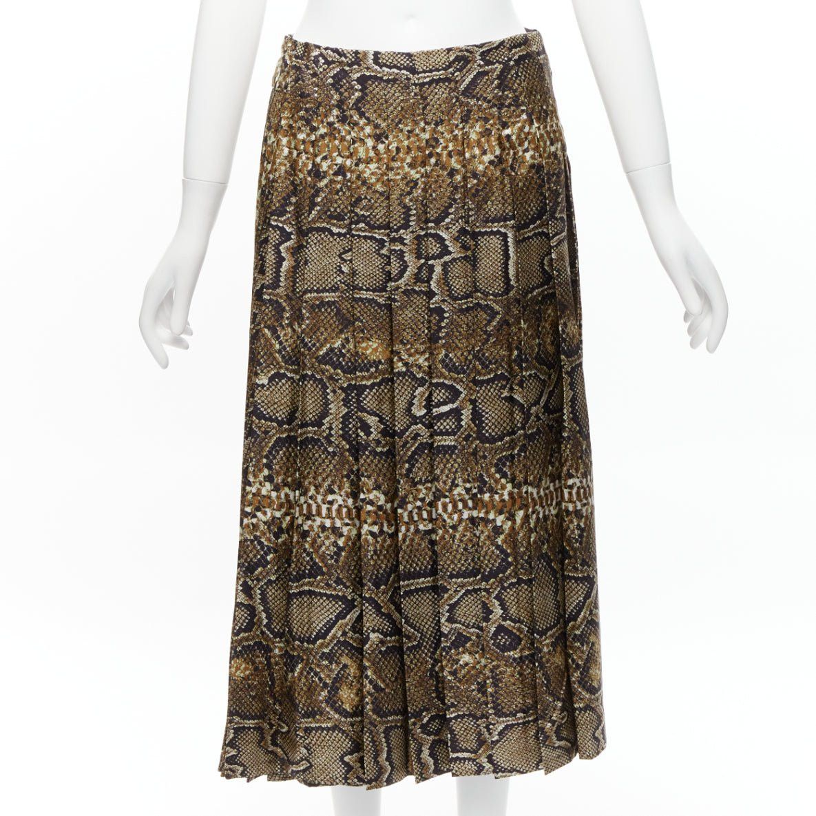 Victoria Beckham VICTORIA BECKHAM 100% silk brown animal print pleated midi skirt UK6 XS Size 26" / US 2 / IT 38 - 1 Thumbnail