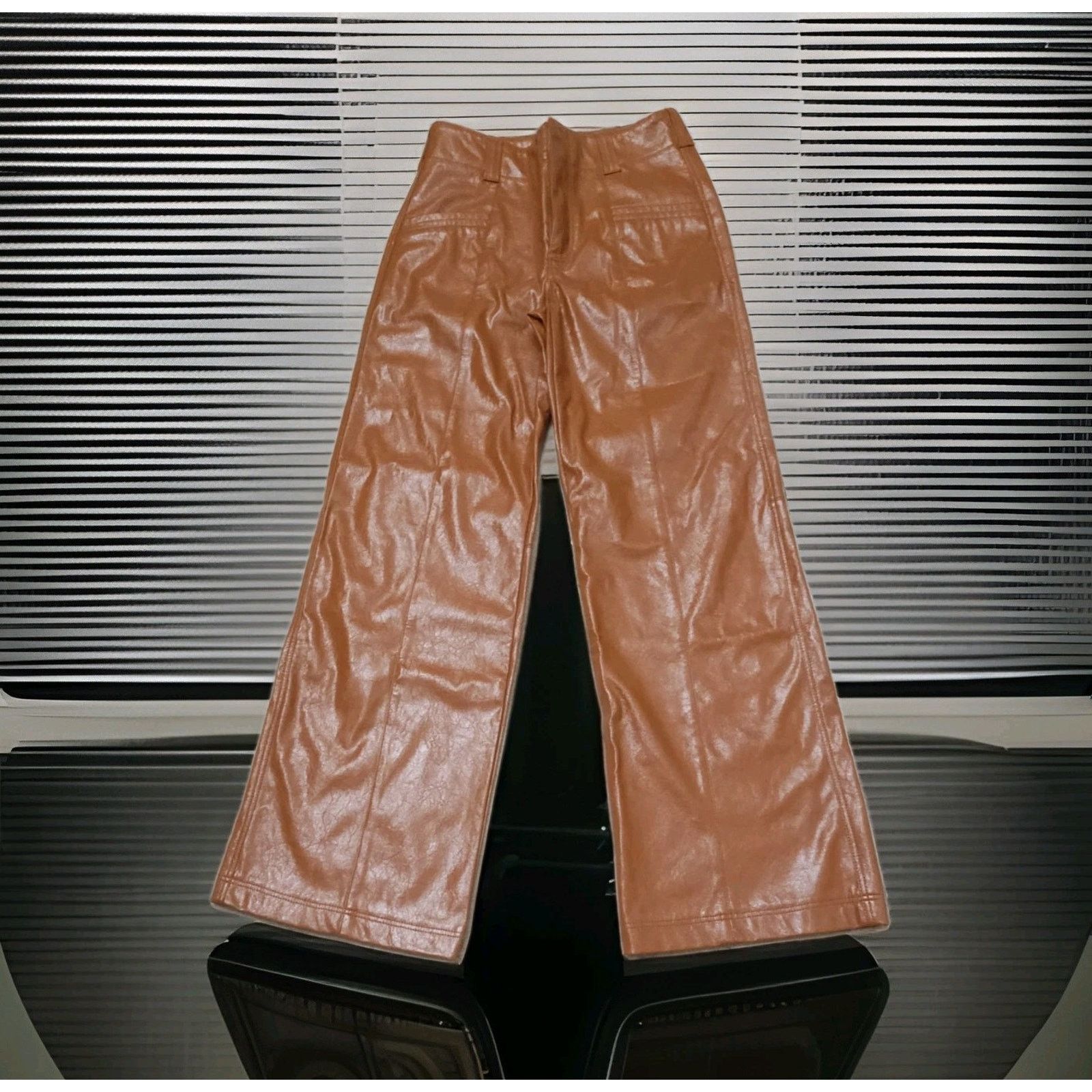 Free People Free People Star Crossed Lovers Flare Cognac Faux Leather 0 Size 27" / US 4 / IT 40 - 6 Thumbnail