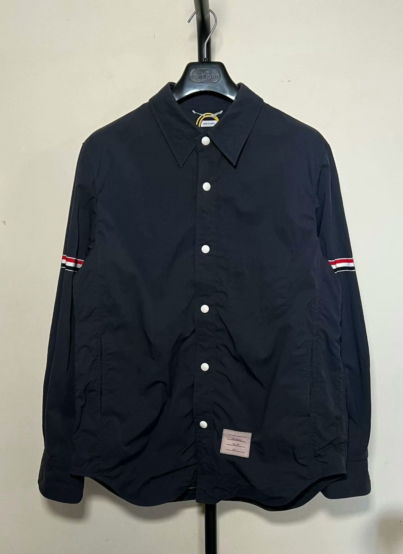 Thom Browne Blue Stripe Sleeve Nylon Jacket