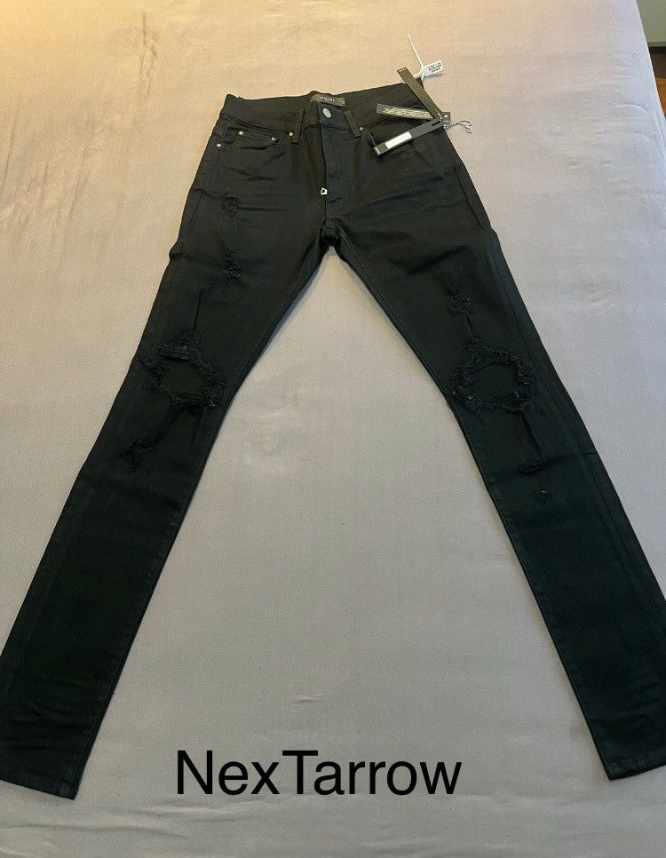 Amiri AMIRI 16SS brand new double knee ripped black jeans 2412- Size US 31 - 1 Thumbnail