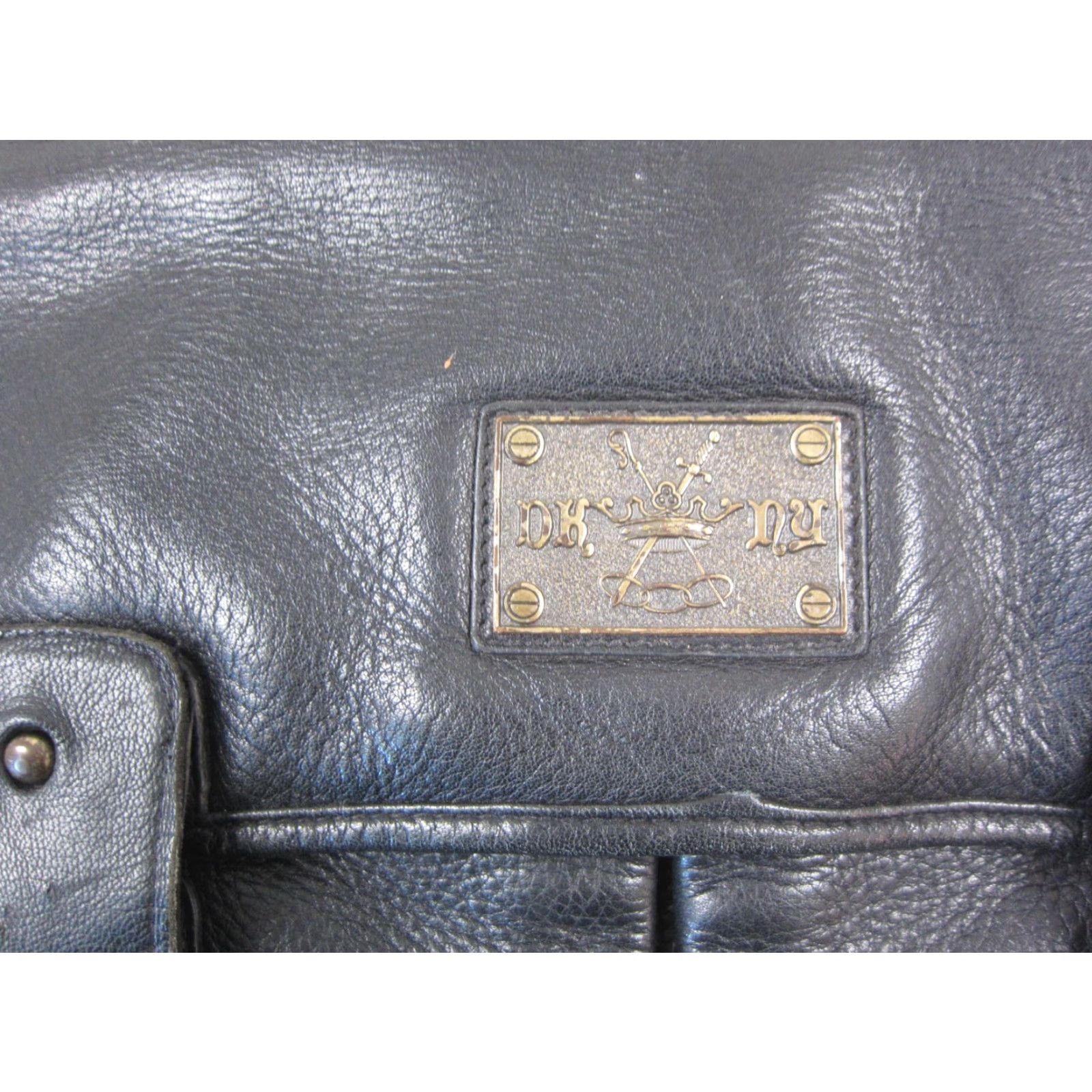 DKNY VINTAGE DKNY Messenger Bag Womens Black Leather Crossbody Satchel Work Classic Size ONE SIZE - 3 Thumbnail