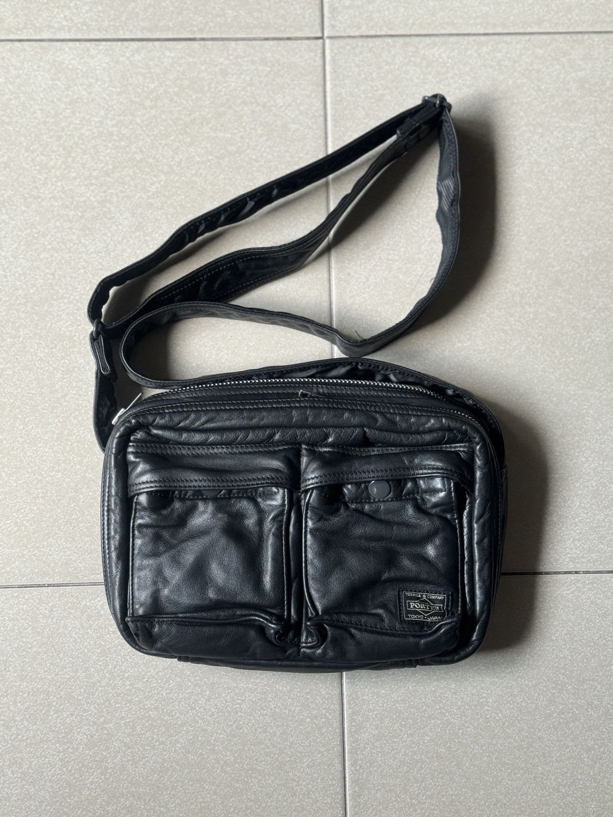 Porter tanker leather shoulder bag