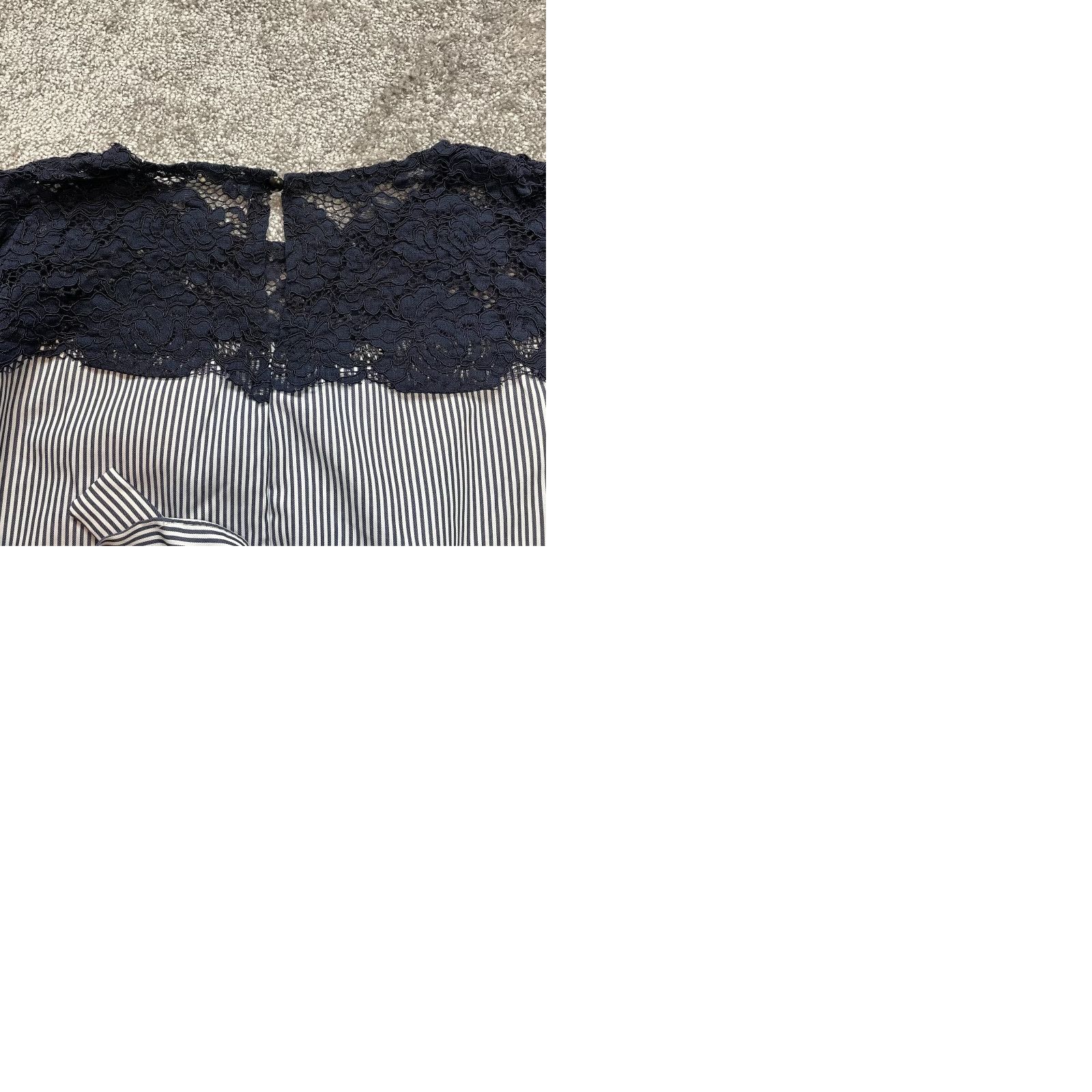 Vintage Unbranded Blouse Top Womens L White Blue Striped Lace Tie Cuffs Long Sleeve Shirt Ladies Blue Striped Lace Tie Cuffs Long Sleeve Size L / US 10 / IT 46 - 9 Thumbnail