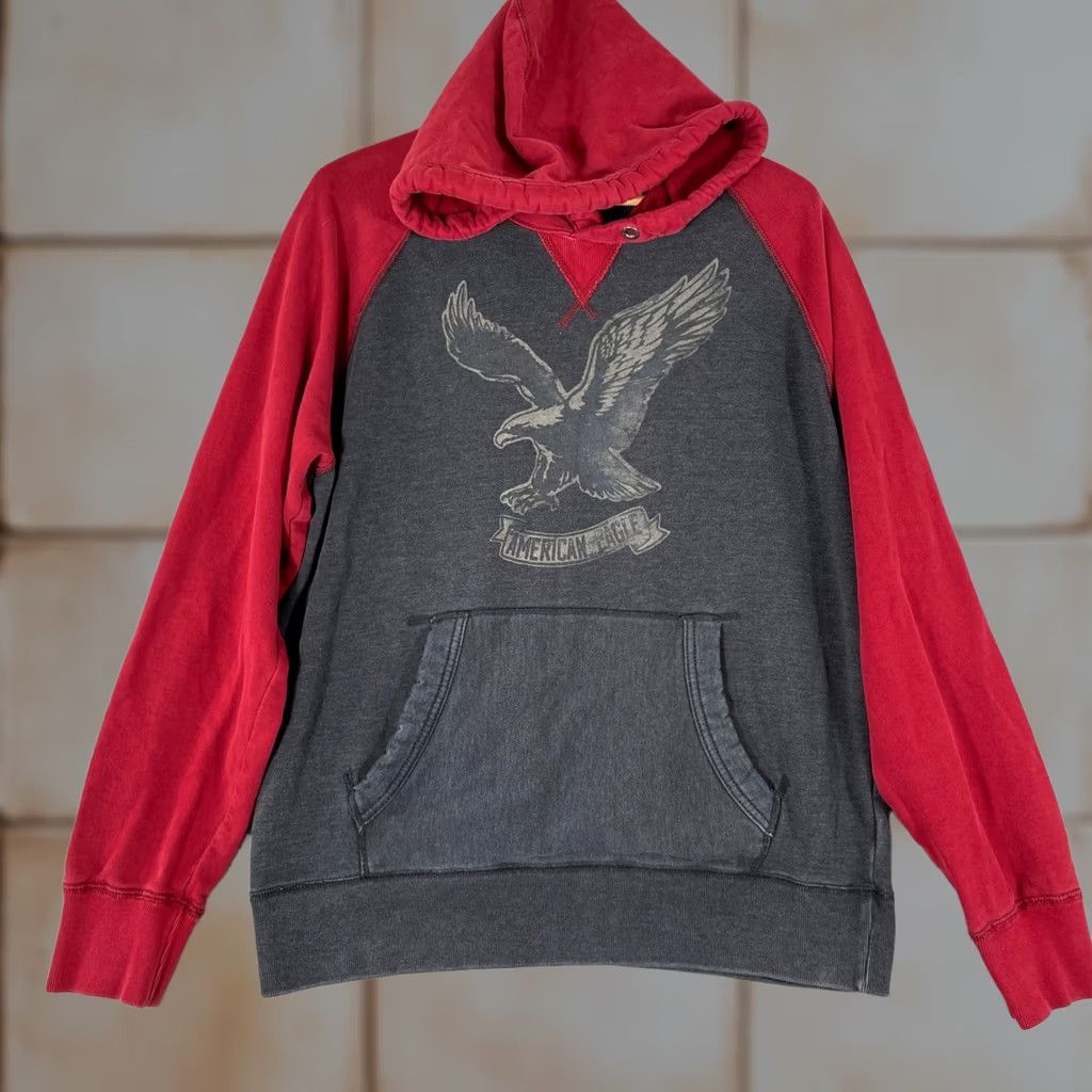 American Eagle Outfitters VINTAGE American Eagle Hoodie Medium Red Gray Eagle Graphic Y2K Skater Mens Size US M / EU 48-50 / 2 - 1 Thumbnail