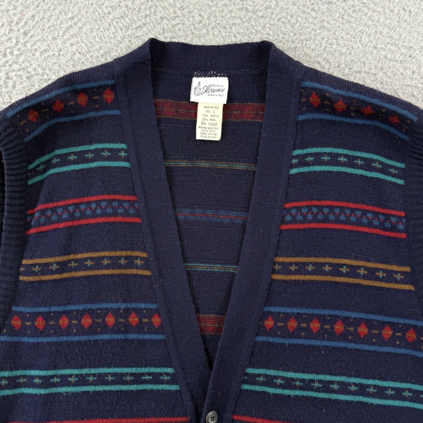 Vintage VINTAGE Florence Vest Shirt Mens L Blue Wool Fair Isle 90s Italy Size US L / EU 52-54 / 3 - 3 Thumbnail