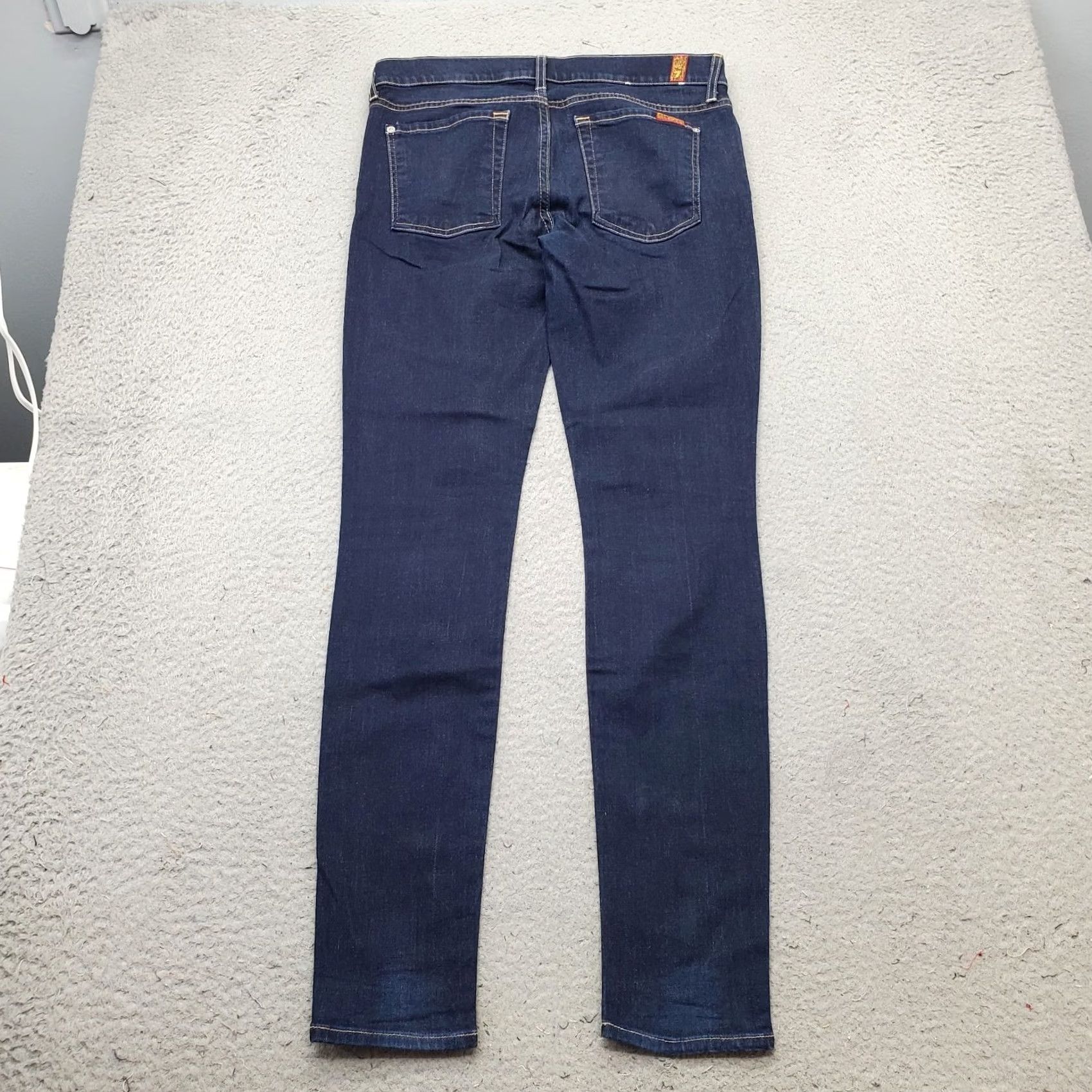 7 For All Mankind 7 for All Mankind Skinny Jeans Womens 31 Blue Denim Dark Wash Contract Stitch Size 24" / US 00 / IT 34 - 2 Thumbnail