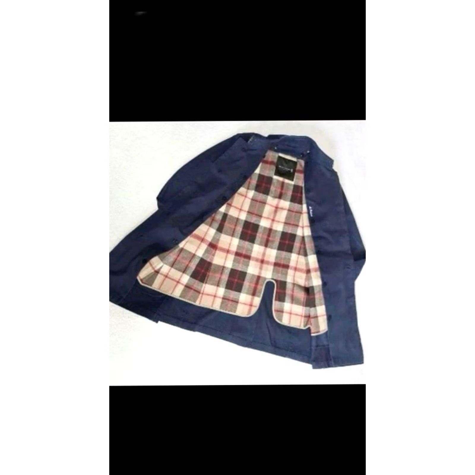 Mackintosh MACKINTOSH Balmacaan Coat with Liner Navy Long Rubberized Jacket Mens M Navy Plaid Pattern Vintage Size US M / EU 48-50 / 2 - 2 Thumbnail