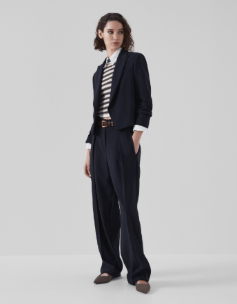 Brunello Cucinelli o1la1rc1a0325 High Waist Pants in Navy Size 27" / US 4 / IT 40 - 4 Thumbnail