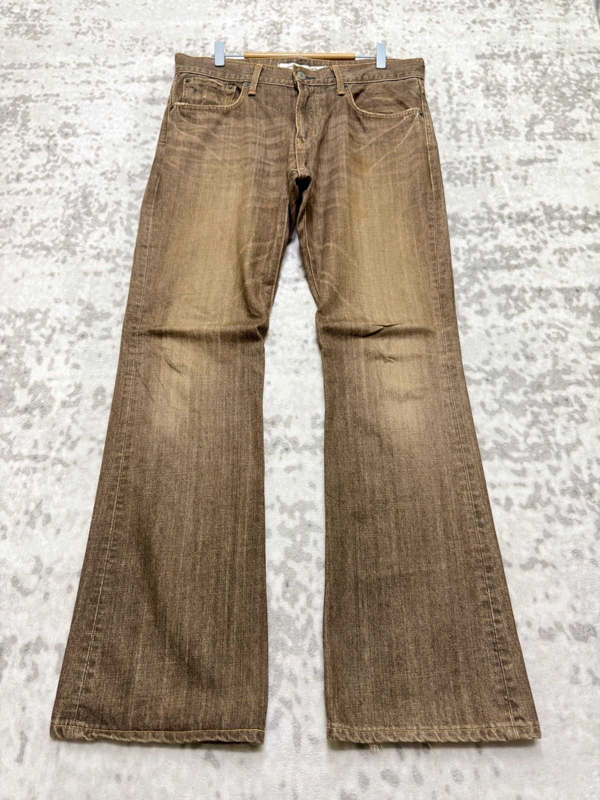 Edwin Vintage Edwin XV Brown Distressed Bootcut Flare Denim Jeans Size US 35 - 1 Thumbnail