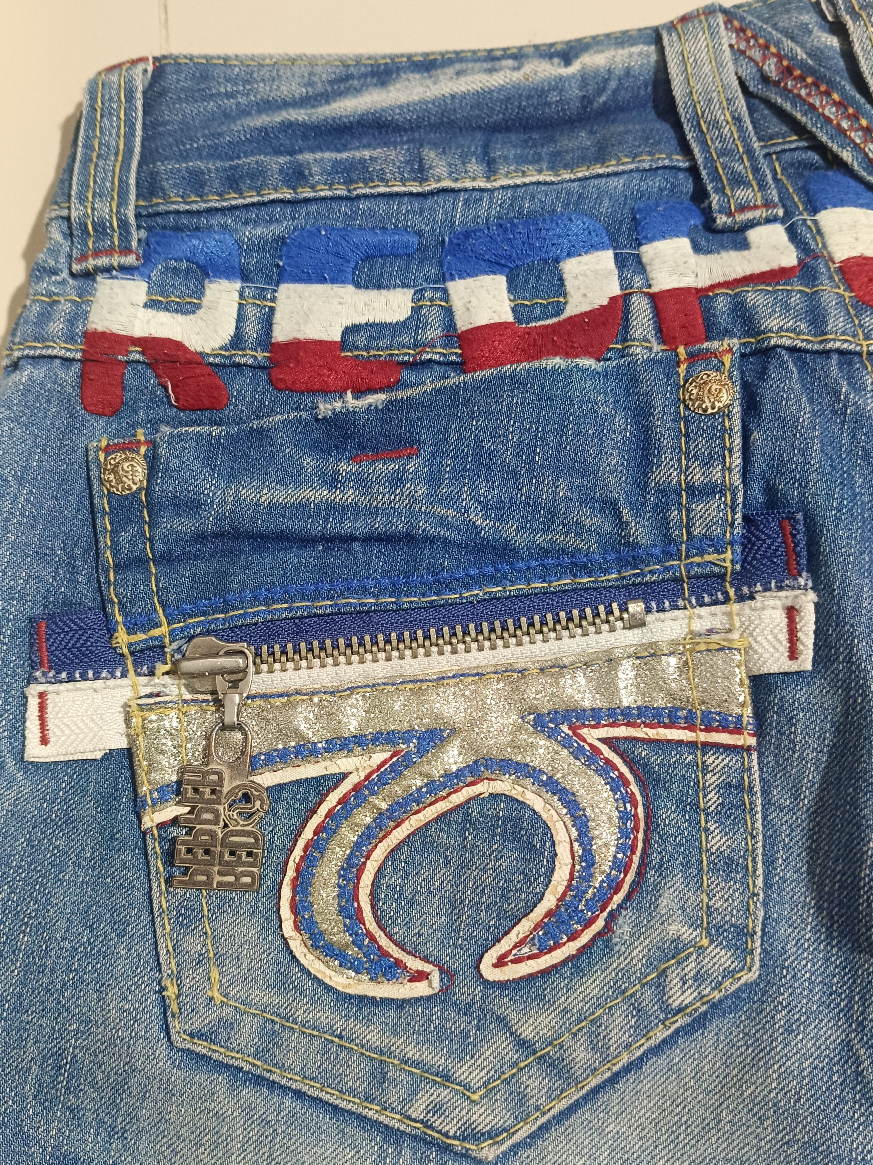 If Six Was Nine × Le Grande Bleu (L.G.B.) FLARE JEANS RED PEPPER DISTRESSED DENIM BOOT CUT PANTS Size US 28 / EU 44 - 6 Thumbnail