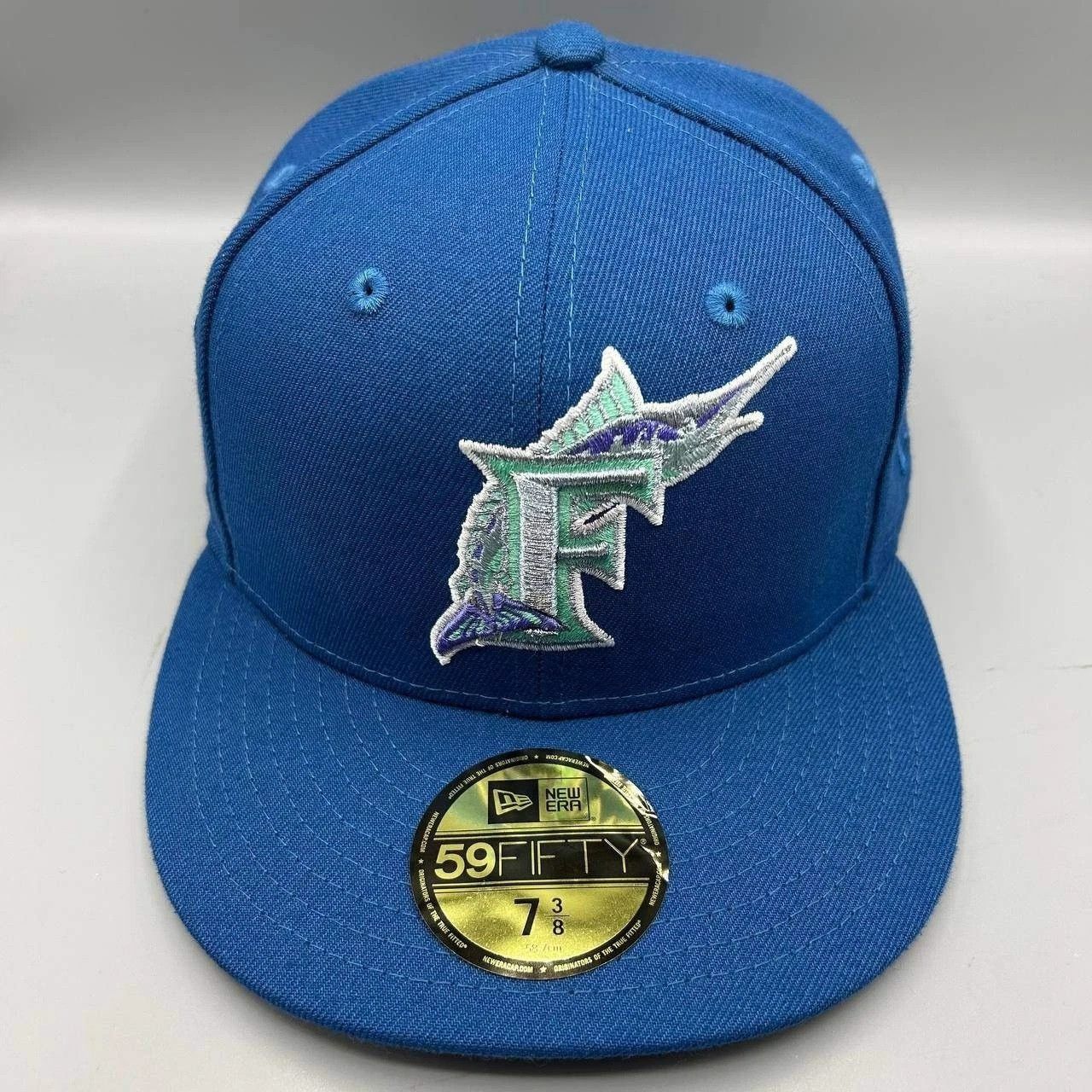 New Era Florida Marlins Hat Men 7 3/8 Blue Purple MLB Fitted Cap Size ONE SIZE - 1 Thumbnail