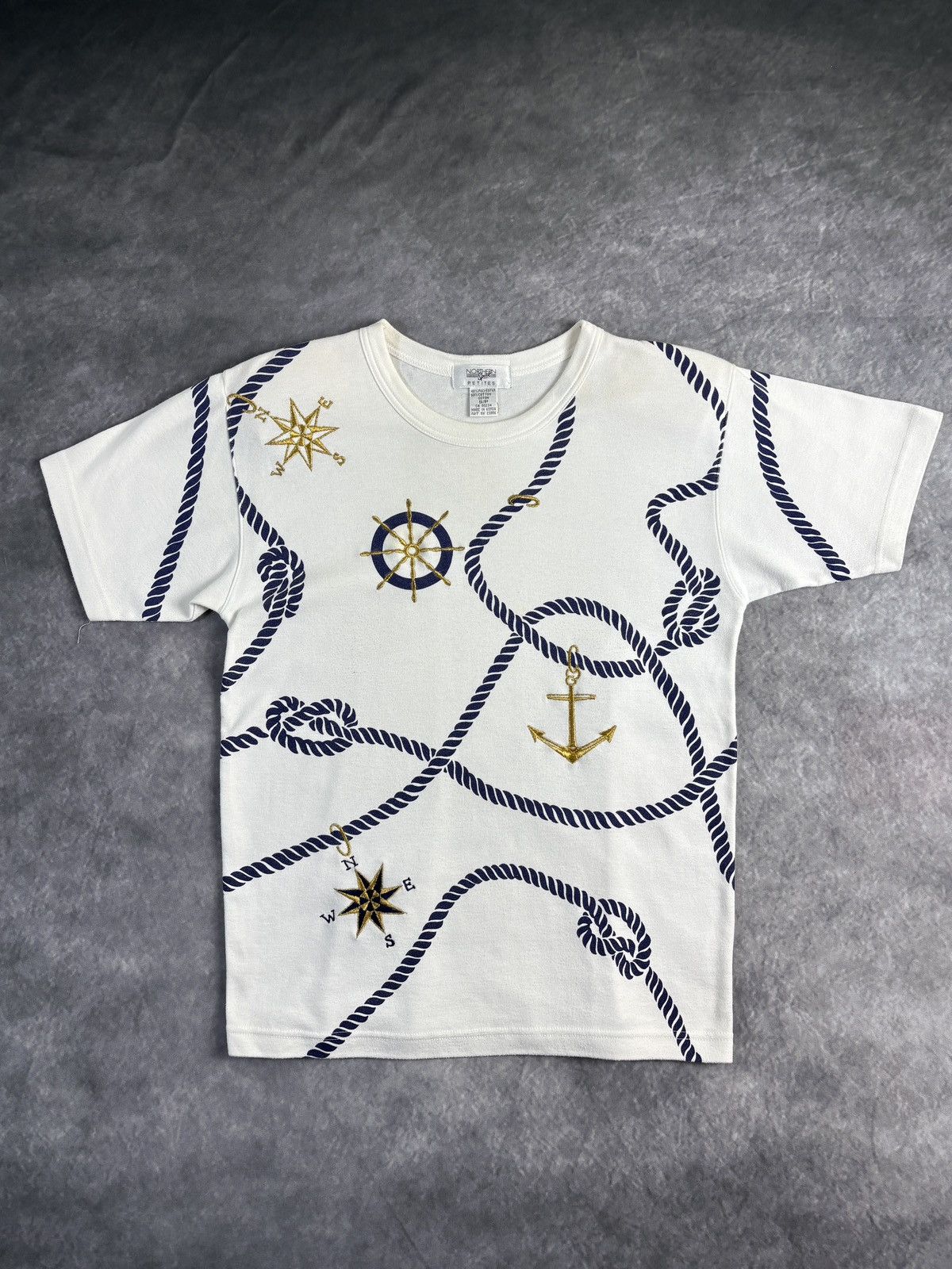 Vintage 1980s Shoulder Pad Tee Shirt Vintage ALP Nautical Padded 90s Size US S / EU 44-46 / 1 - 1 Thumbnail