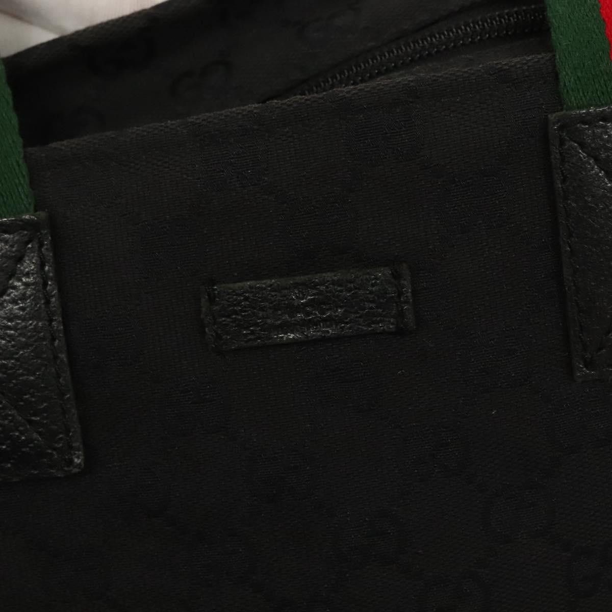 Gucci GUCCI GG Canvas Web Sherry Line Tote Bag Black Silver Size ONE SIZE - 14 Thumbnail