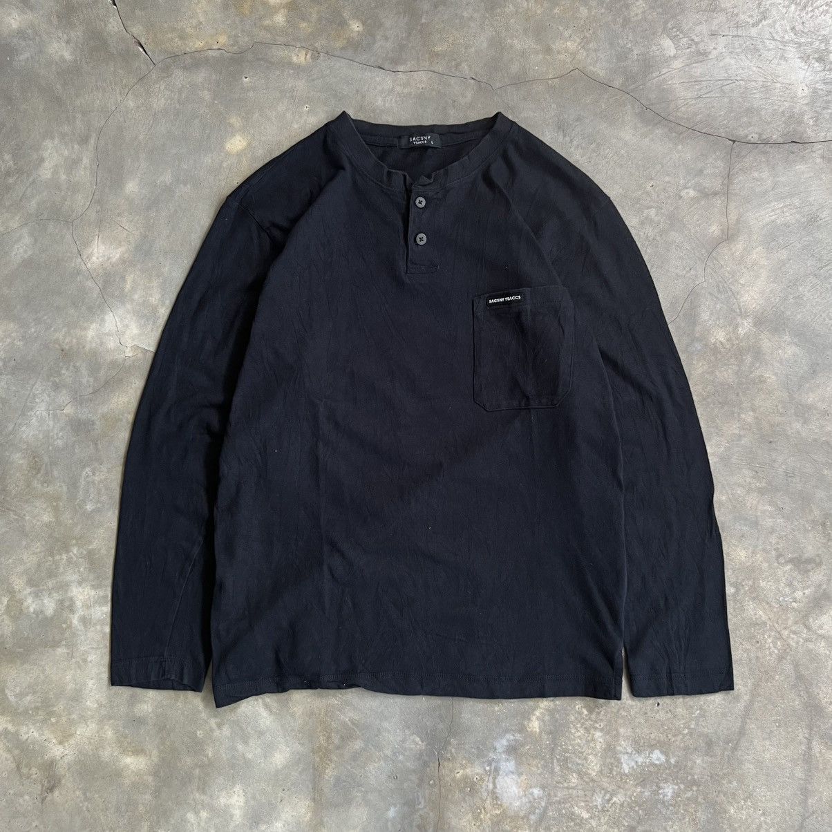 Yohji Yamamoto Sacsny Ysaccs Neckless Half Button Long Sleeve Shirt Size US L / EU 52-54 / 3 - 1 Thumbnail