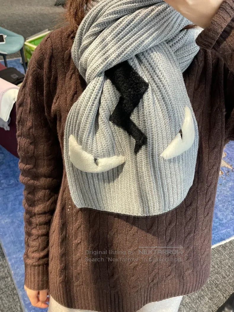Fendi Fendi Little Devil Wool Scarf, Gray Size ONE SIZE - 3 Thumbnail