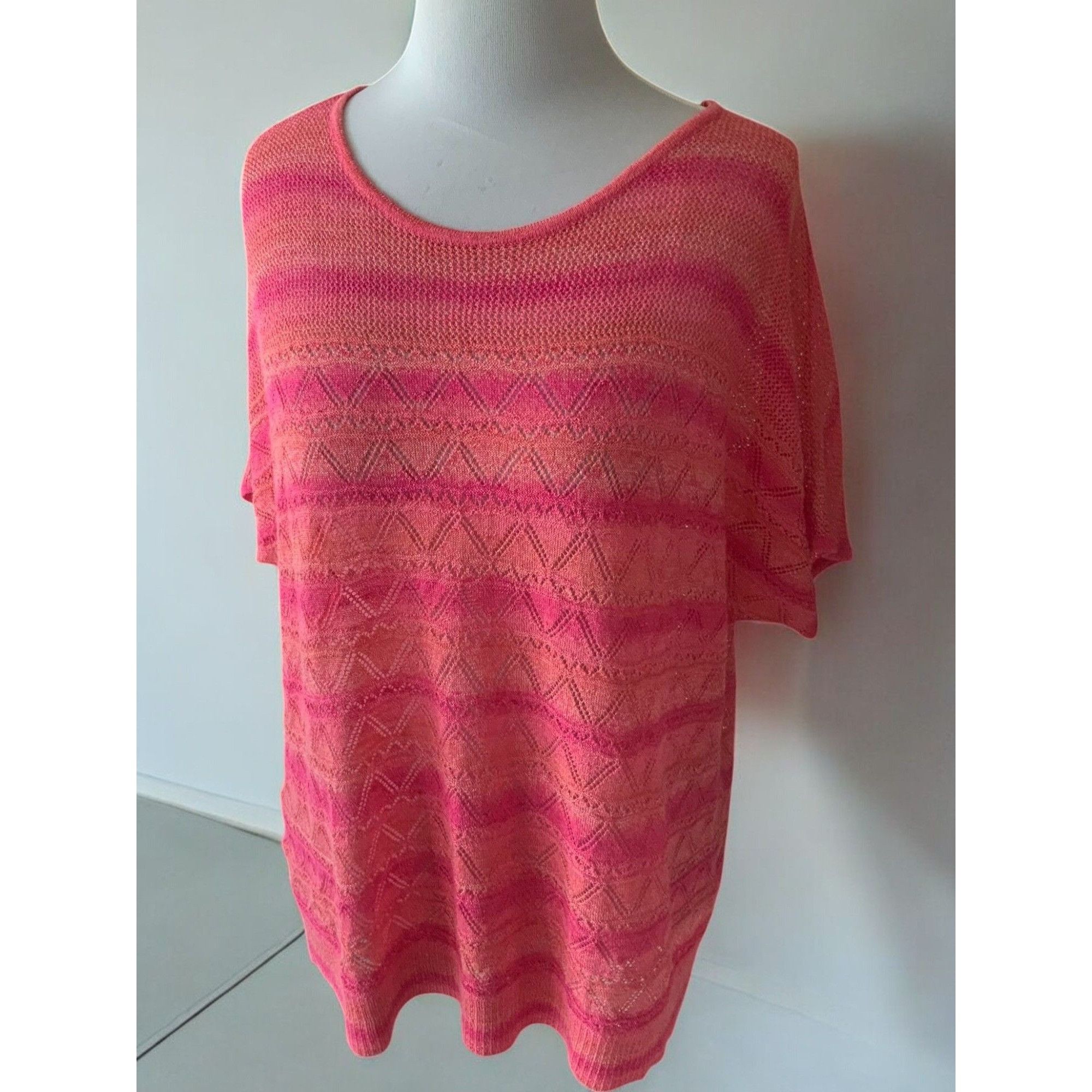 Chicos Chicos Pink Lightweight Knit Short Sleeve Top XL Size XL / US 12-14 / IT 48-50 - 10 Thumbnail