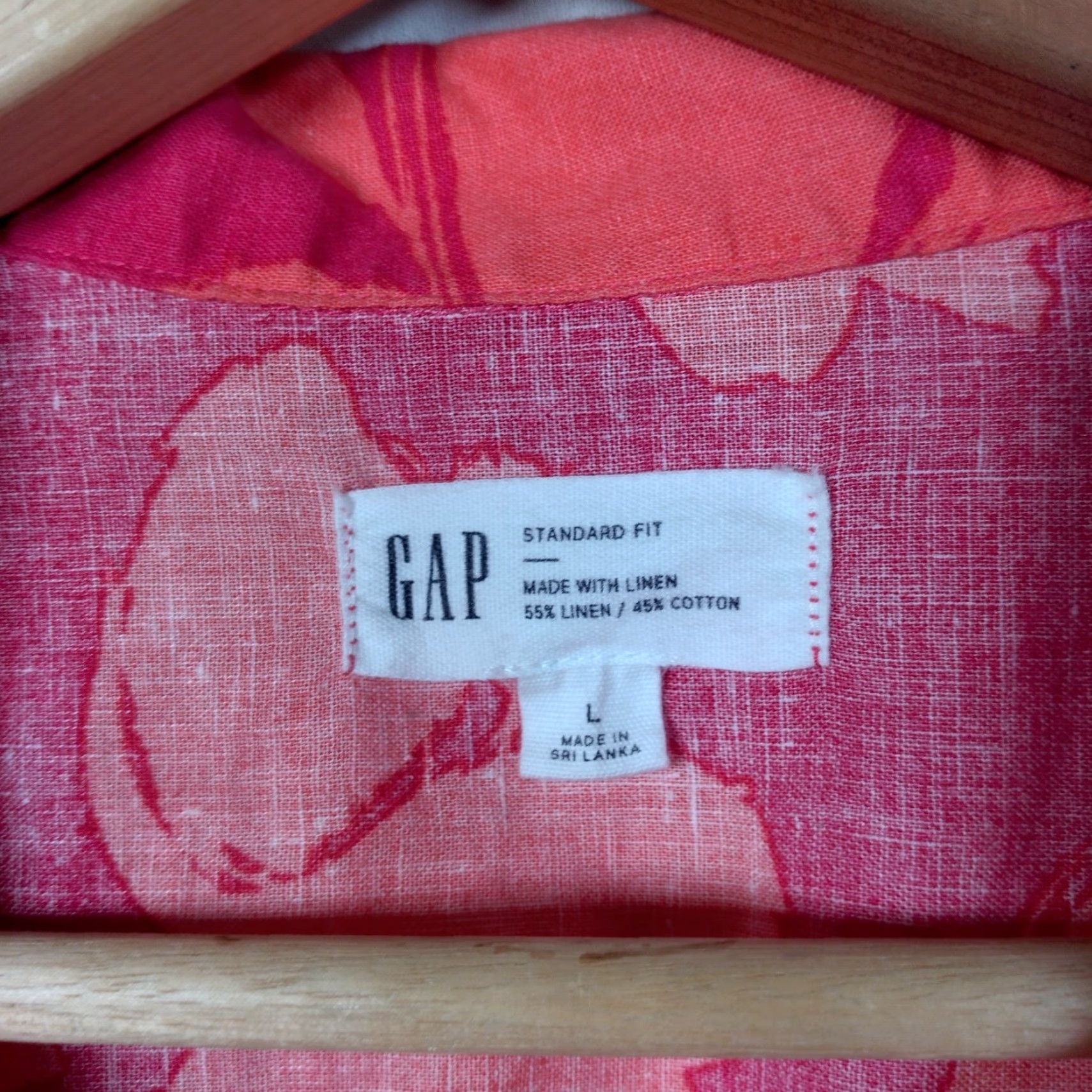 Gap Gap Linen Blend Shirt Men L Pink Salmon Floral Beach Surf Vacation Shirt Size US L / EU 52-54 / 3 - 4 Thumbnail