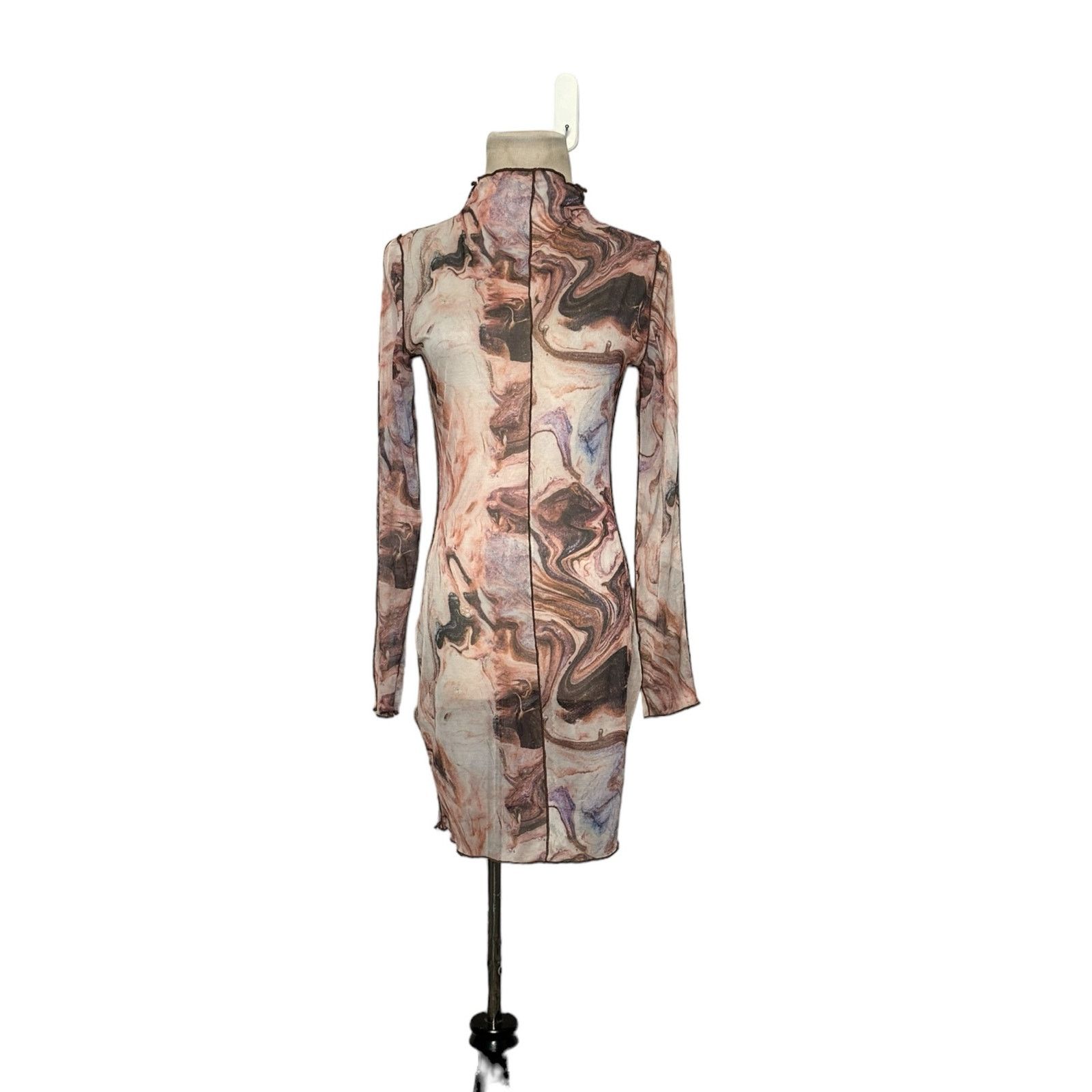 Shein SHEIN brown floral sheer mesh mini dress size small Size S / US 4 / IT 40 - 9 Thumbnail