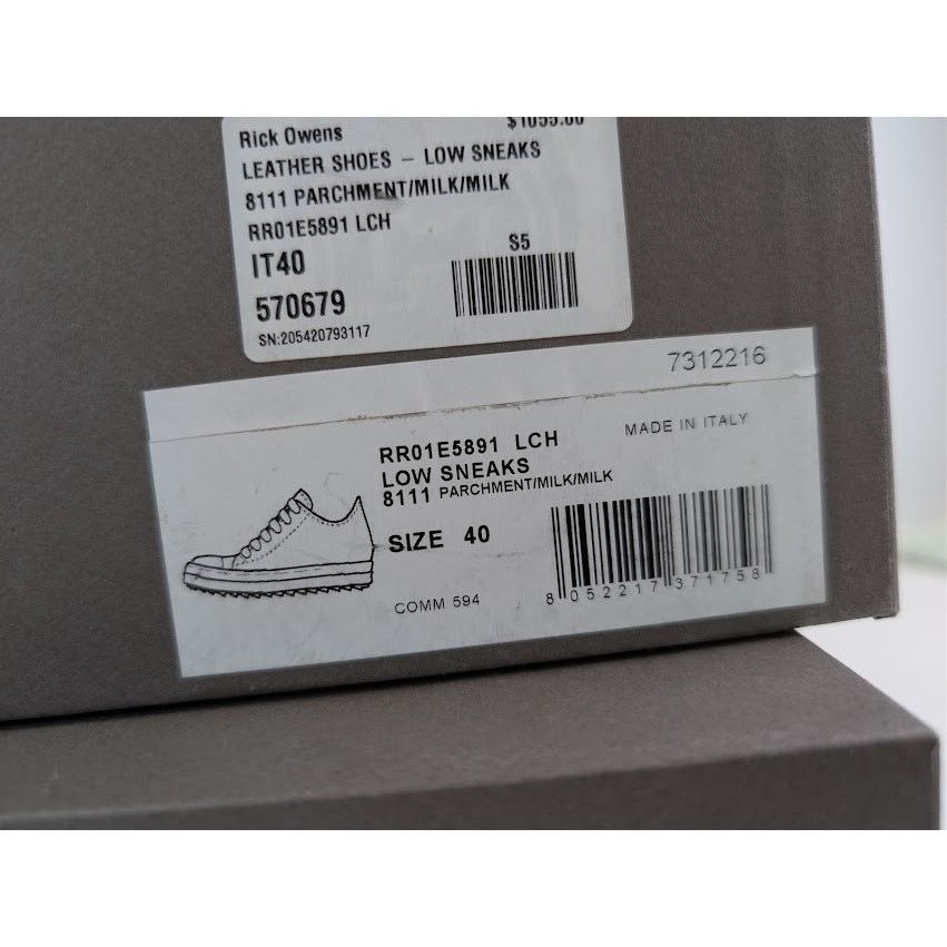 Rick Owens o1rshd1 Hollywood Runway Low Top Sneakers Parchment / Milk Size US 7 / EU 40 - 20 Thumbnail