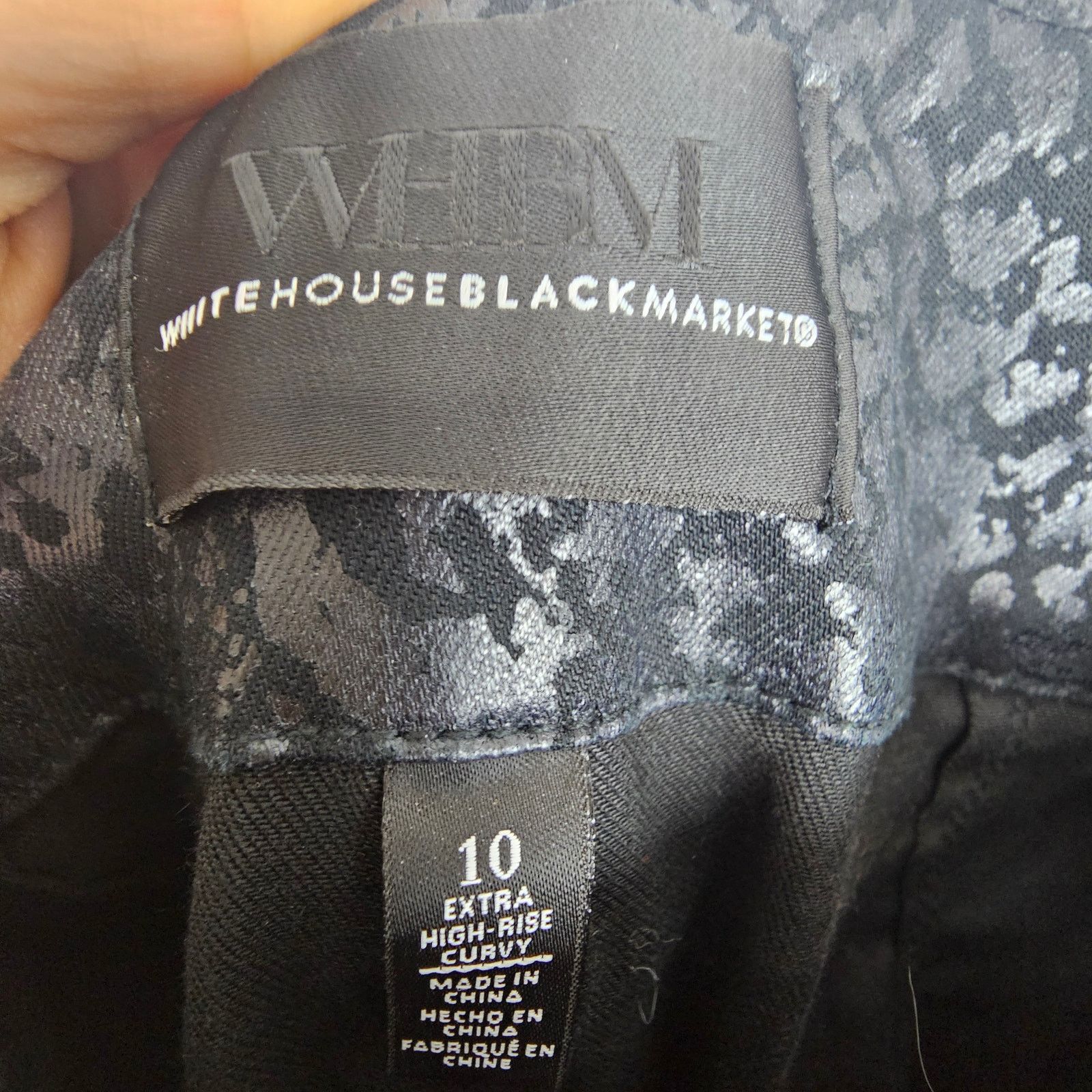White House Black Market White House Black Market Pants 10 Black Snakeskin Extra High Size 32" / US 10 / IT 46 - 5 Thumbnail
