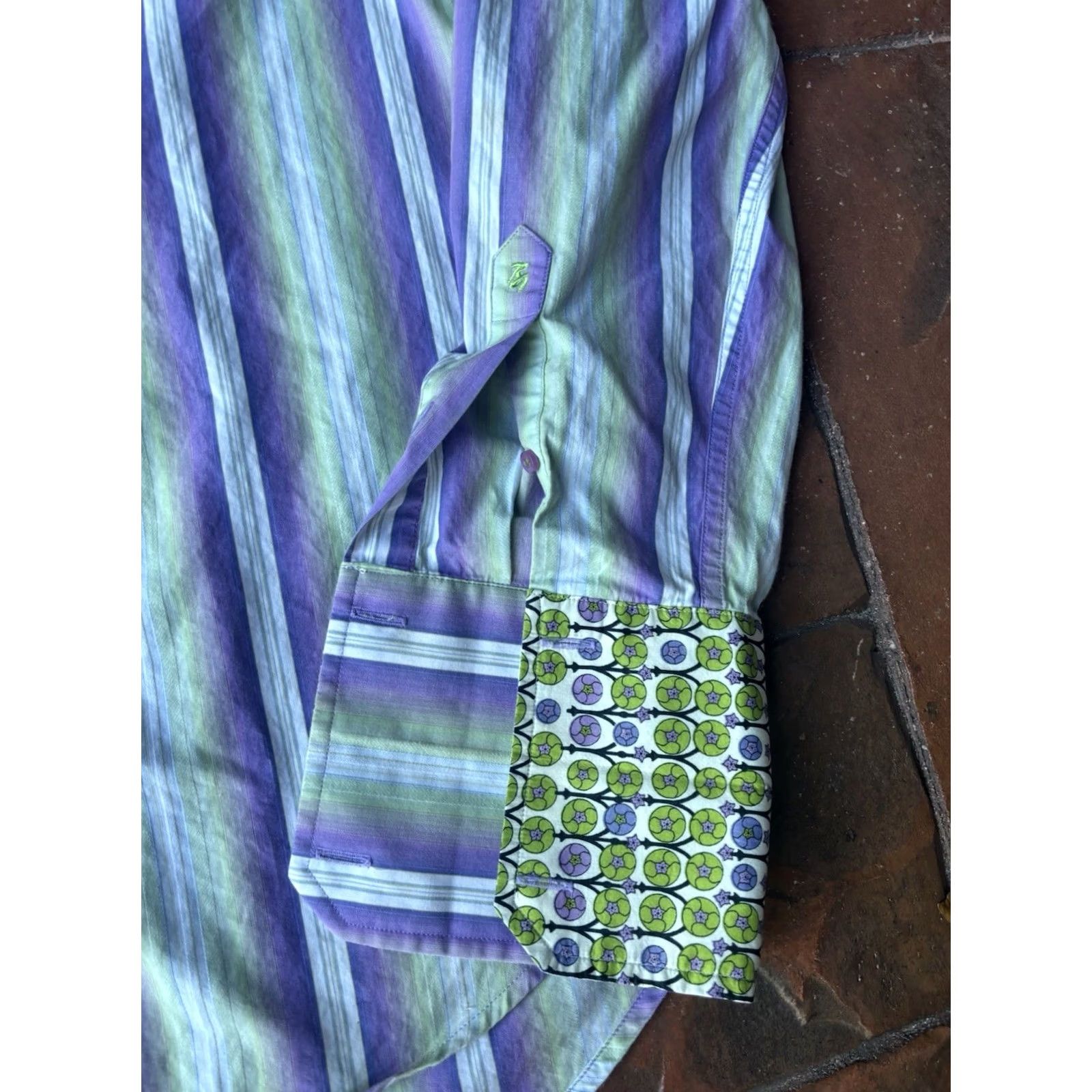 Robert Graham VINTAGE Robert Graham Button Down Striped Blue Dress Shirt Men’s XL Flip Cuff Size 46R - 5 Thumbnail