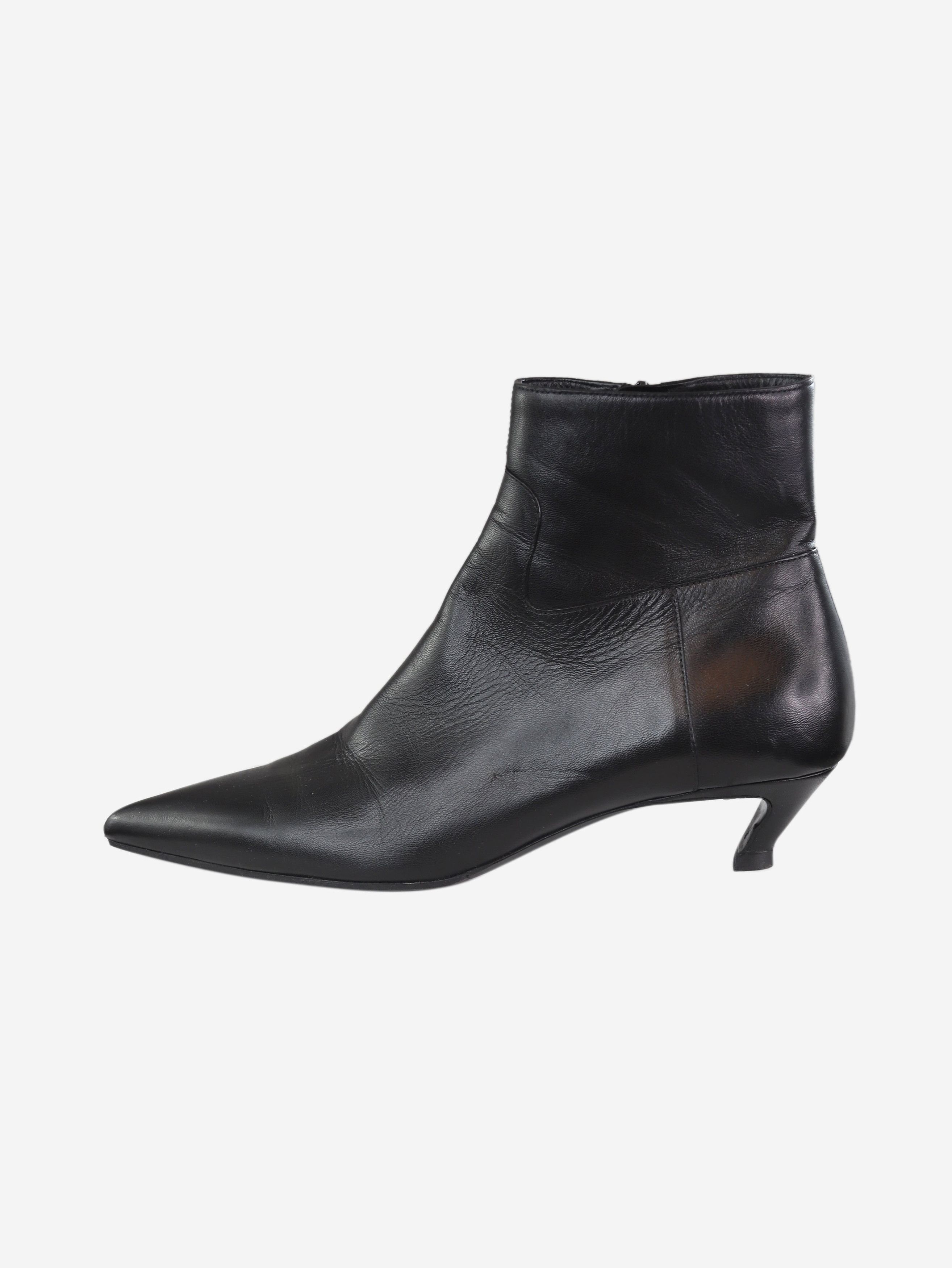 image of Balenciaga Black Pointed Toe Kitten Heel Shoes Boots - Size Eu 38, Women's