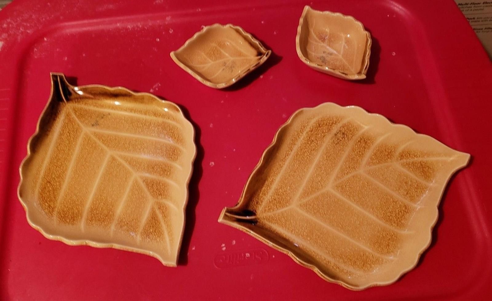 The Unbranded Brand Porcelain Ceramic Leaf Snack Plates & Bowls. Brown Size ONE SIZE - 1 Thumbnail