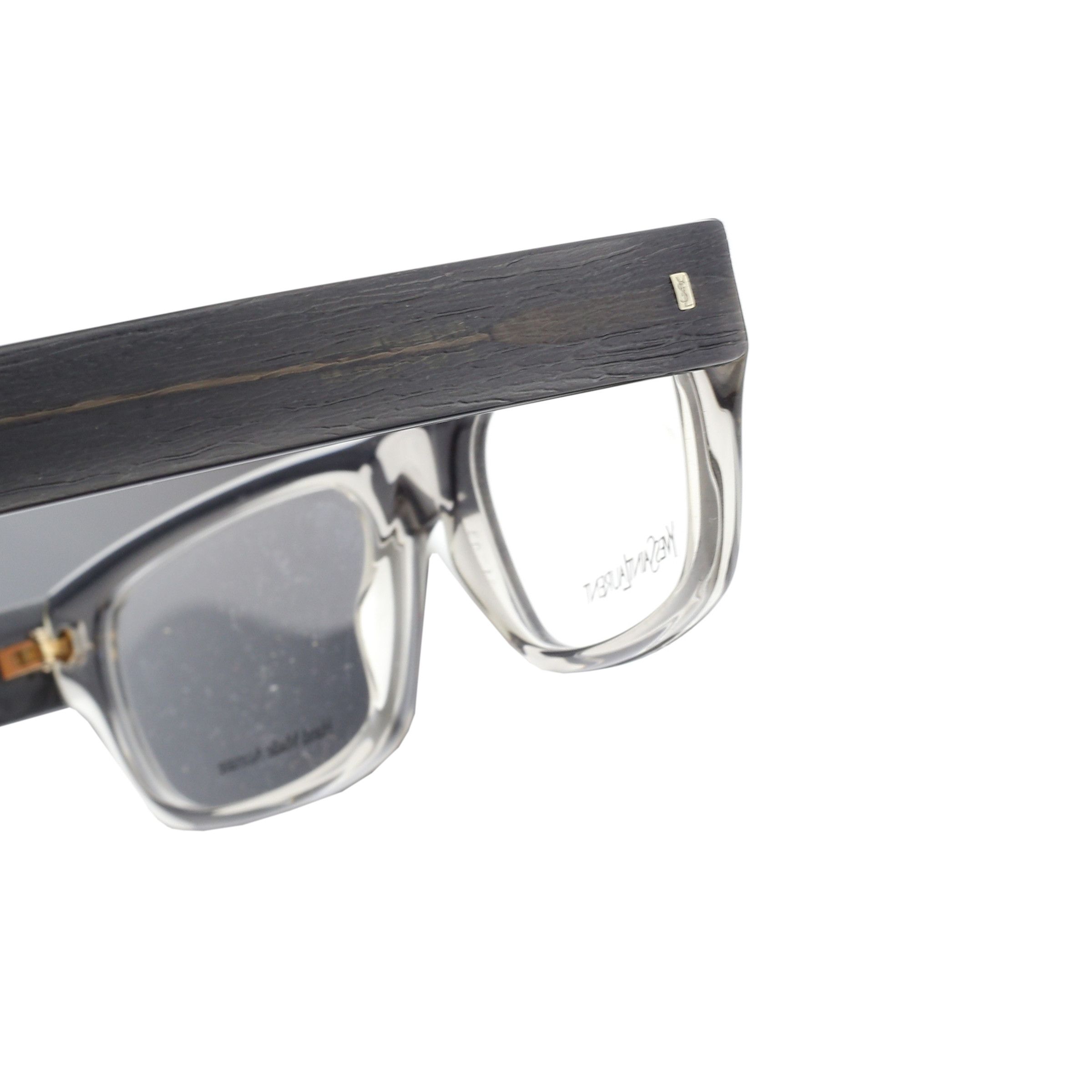 Yves Saint Laurent Yves Saint Laurent '00s Transparent & Wooden Temples Glasses Size ONE SIZE - 2 Thumbnail