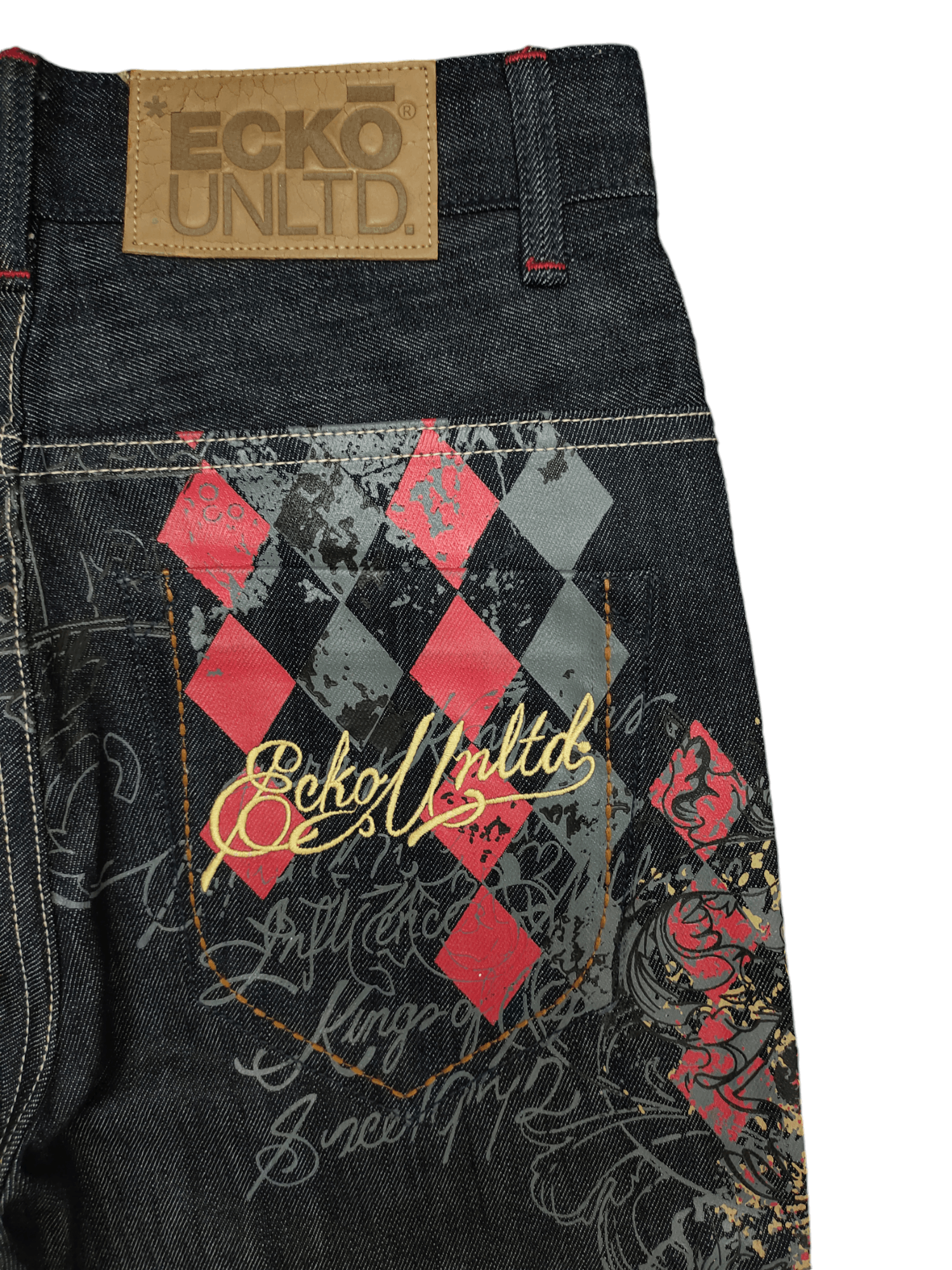 Ecko Unltd. Vintage Y2k Ecko Rhino Crowns Graffiti Print Baggy Jeans Size US 29 - 13 Thumbnail