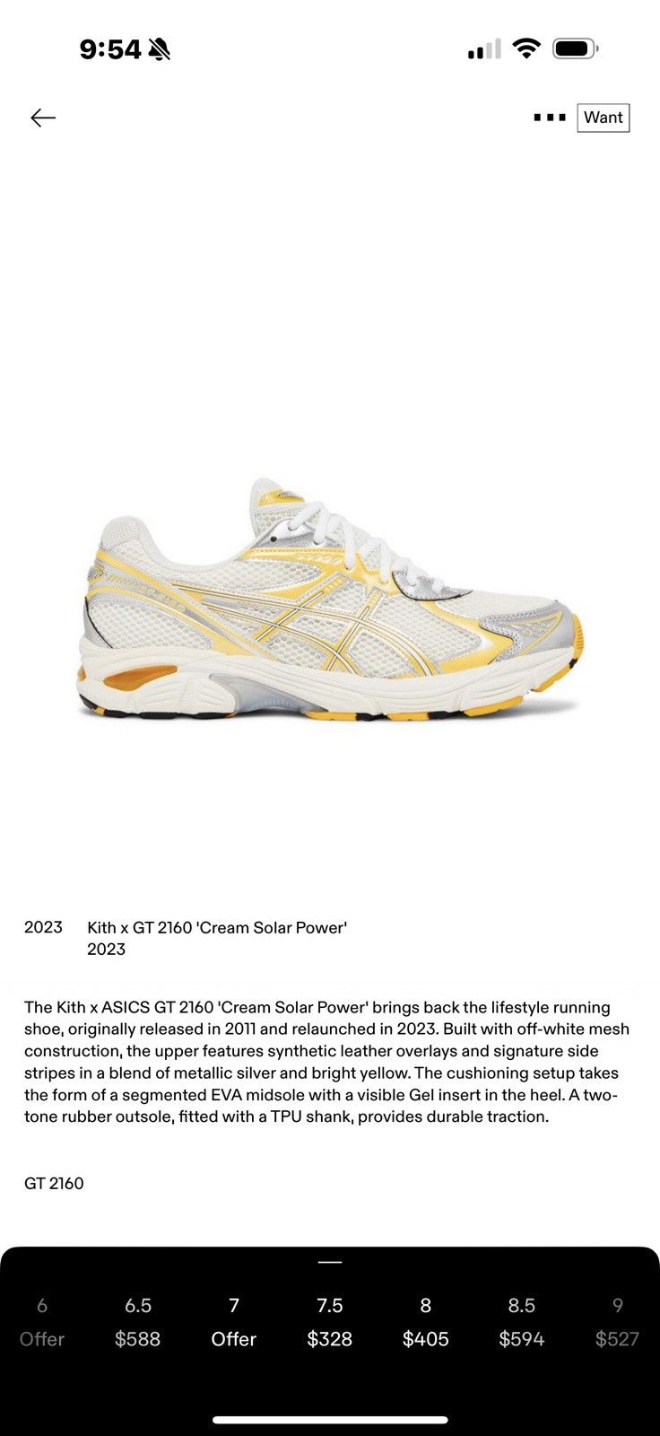 Asics Kith x GT 2160 'Cream Solar Power' Size US 8 / EU 41 - 7 Thumbnail