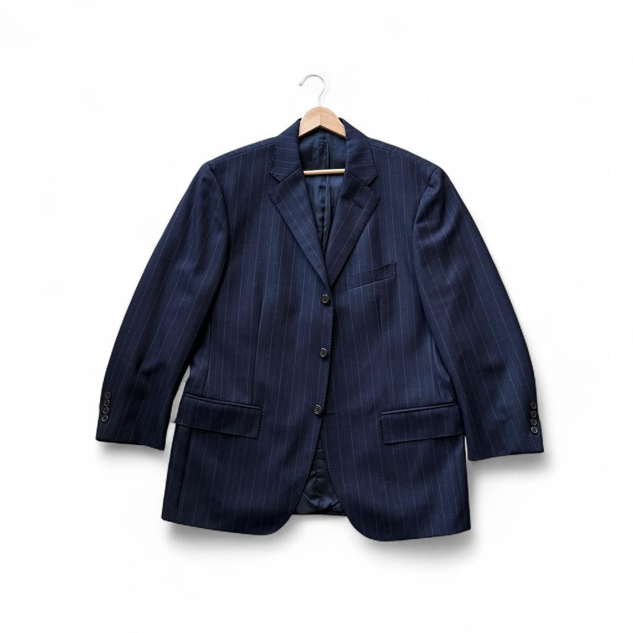 Polo Ralph Lauren 90s Polo Ralph Lauren navy wool pinstripe blazer 42S Italy Size 42S - 1 Thumbnail