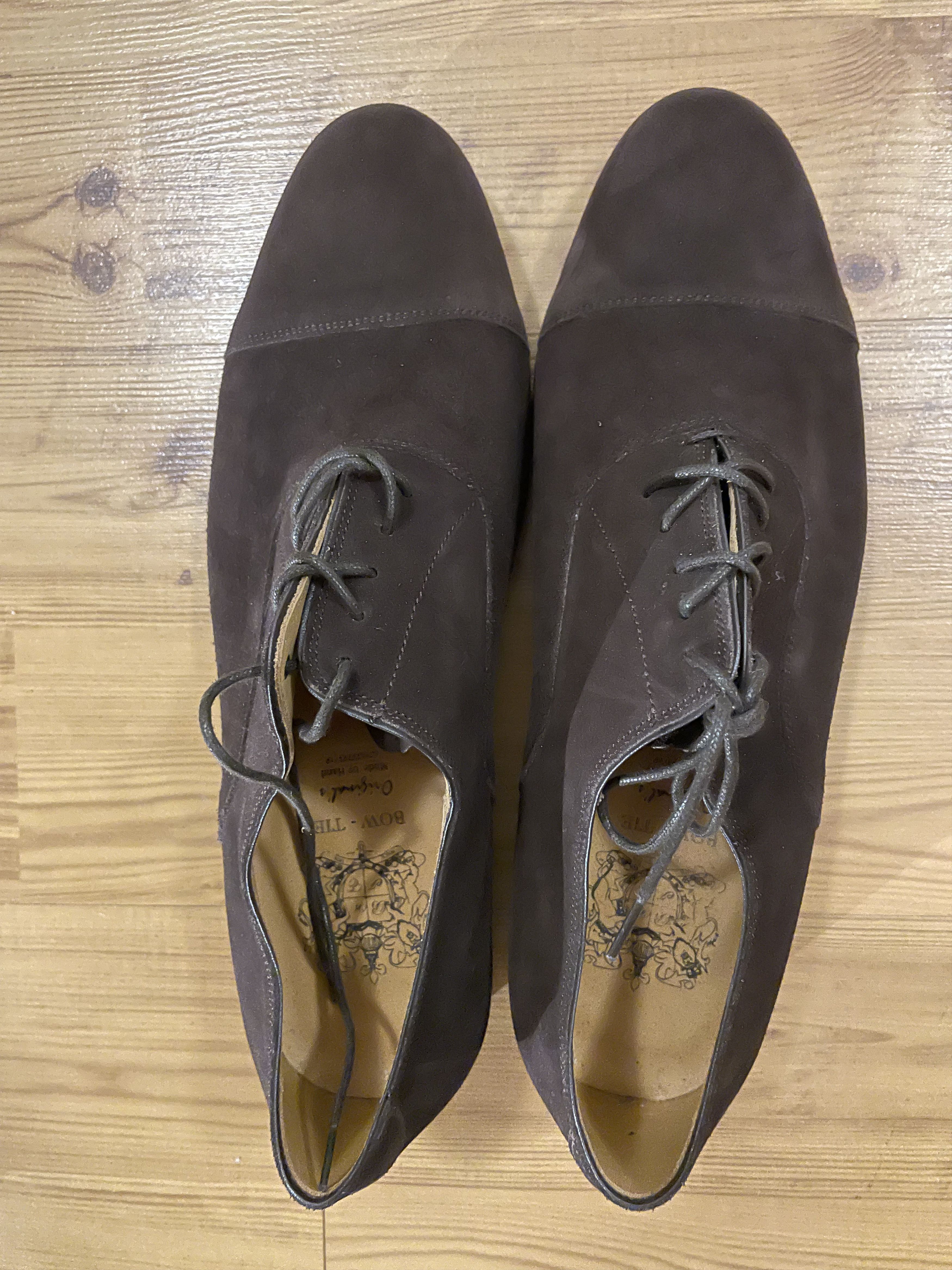 Carmina Hand Made "Bow Tie" Shoes Brown Suede Size US 10.5 / EU 43-44 - 2 Thumbnail