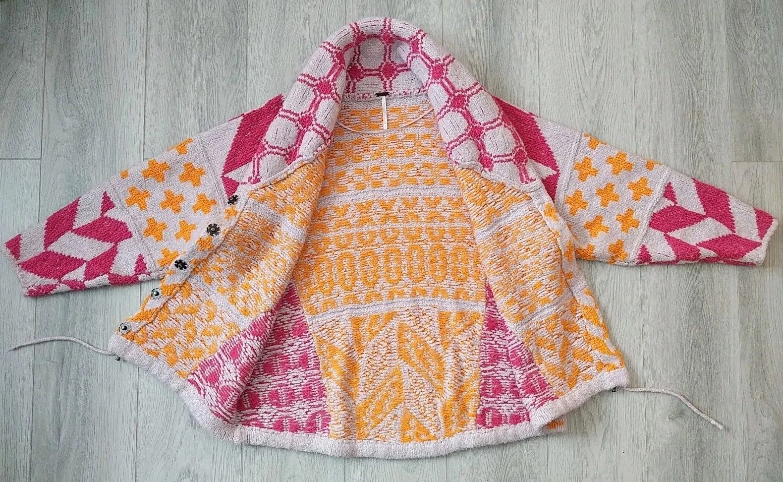 Free People Free People Cardi Apricot Rose Chunky Sweater Cardigan Size S / US 4 / IT 40 - 3 Thumbnail