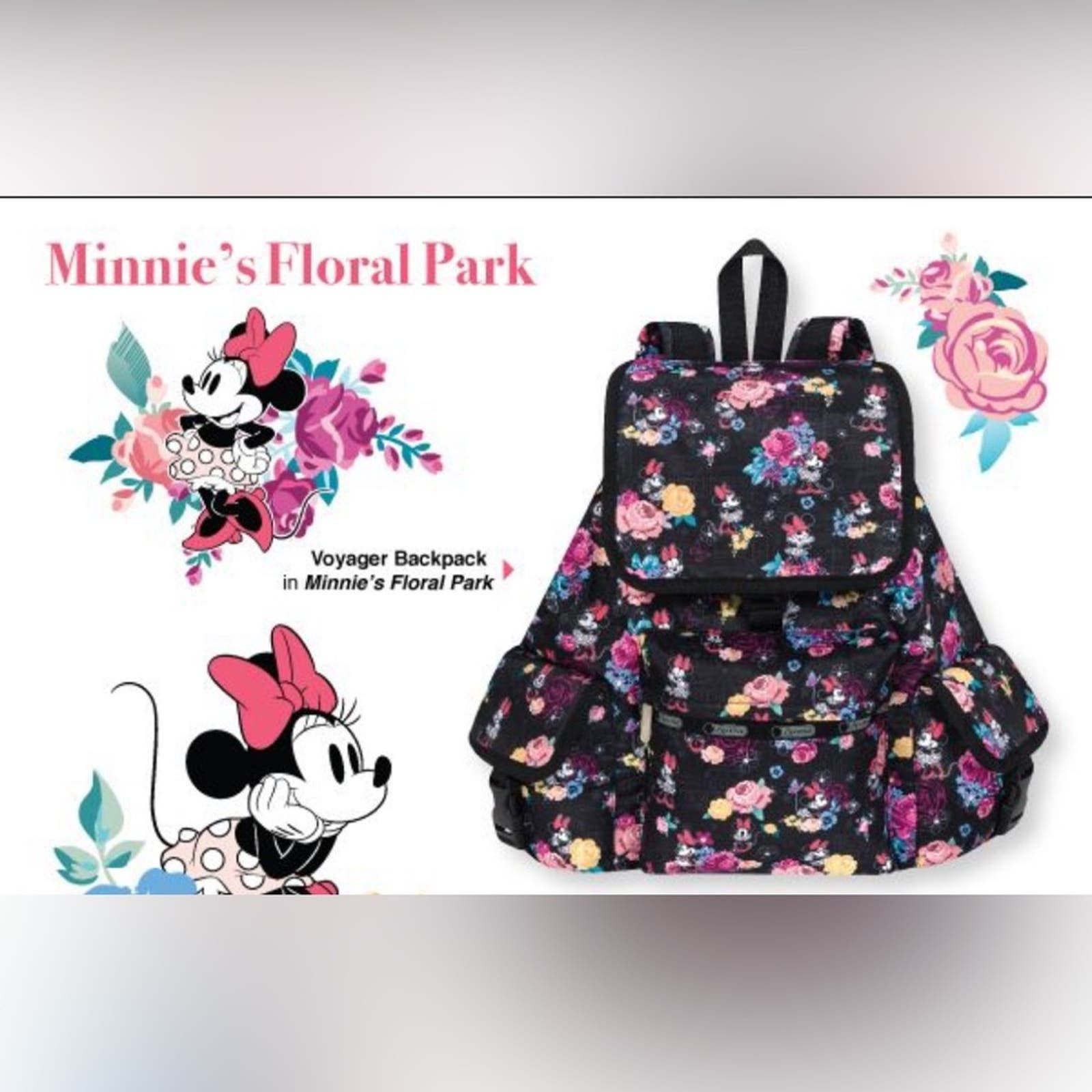 image of Lesportsac X Disney Minnie Mouse Voyager Backpack in Black, Women's