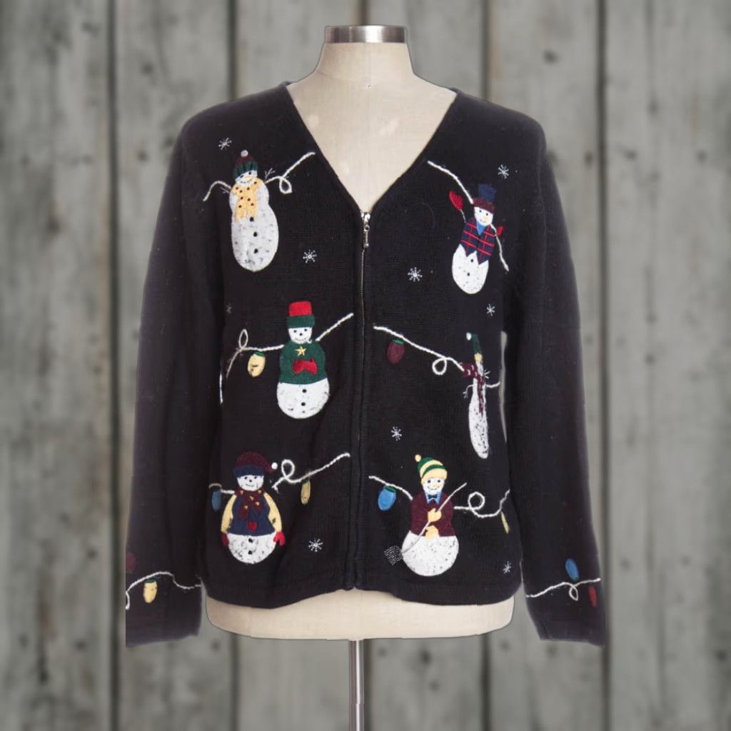 Vintage VINTAGE Black Holiday Lodge Cardigan Size XL / US 12-14 / IT 48-50 - 1 Preview