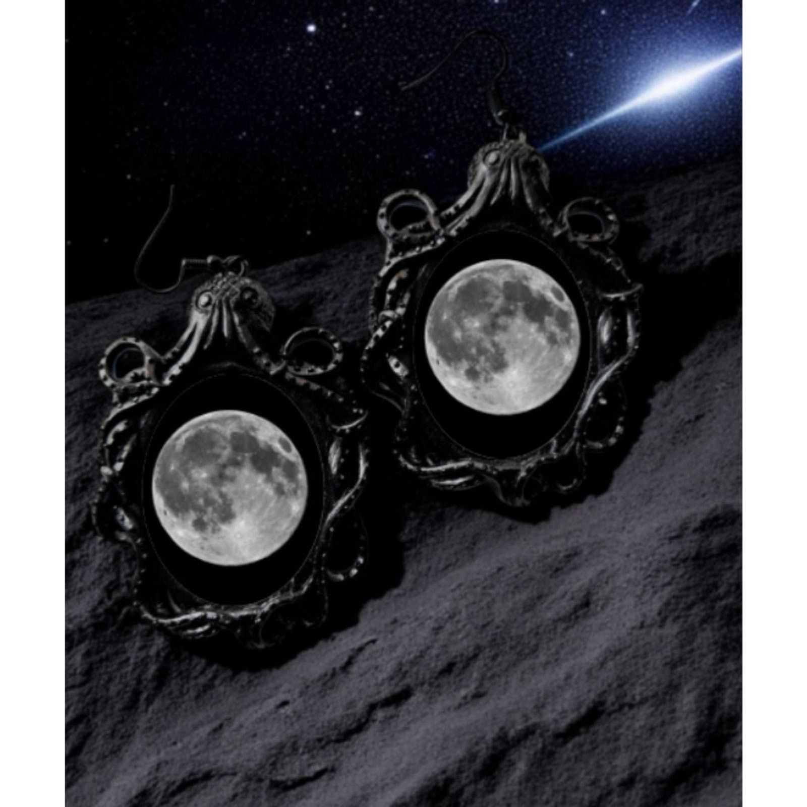 Other Full Moon Earrings Gothic Jewelry Witchy Universe OuterSpace Size ONE SIZE - 2 Thumbnail