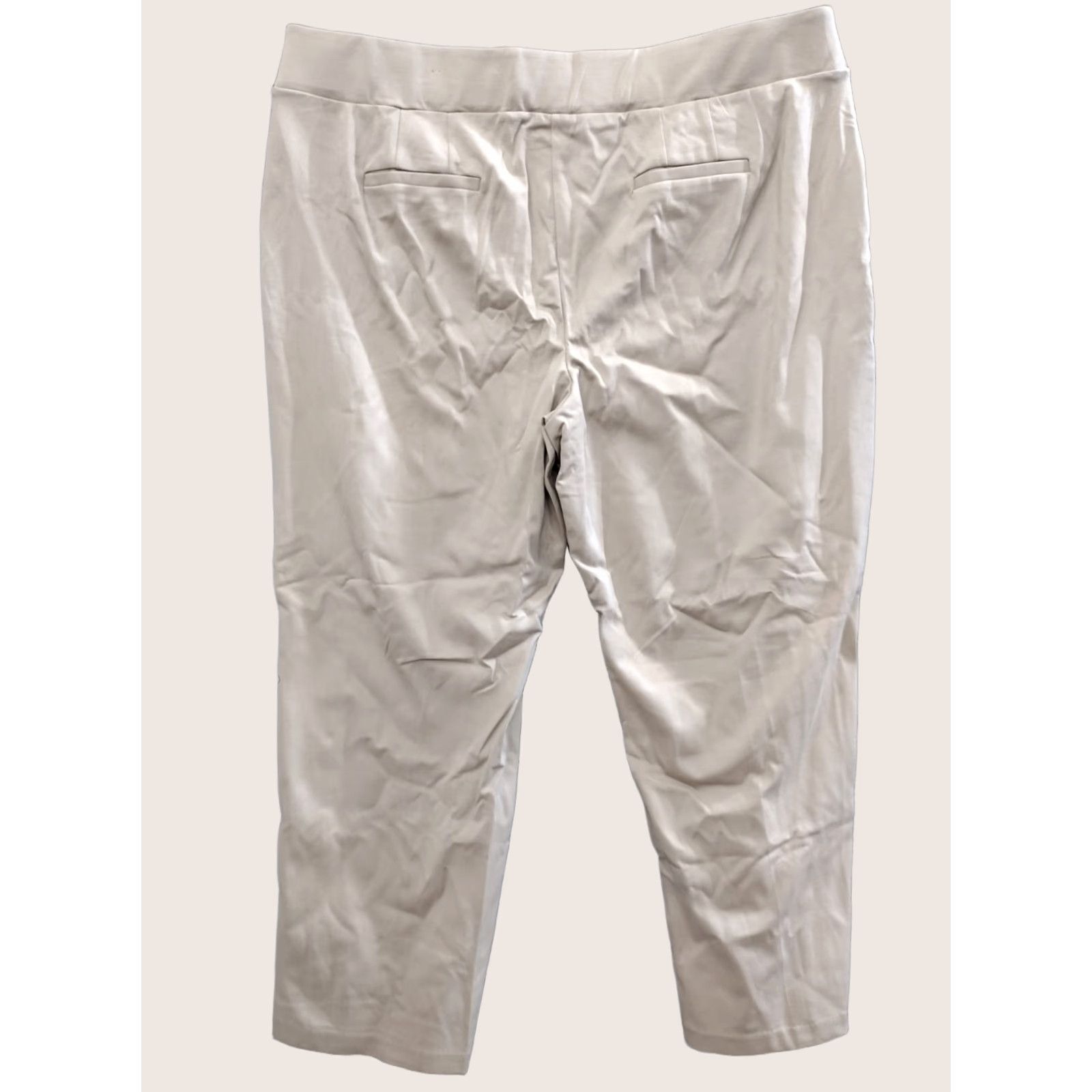 Vintage GATO Beige Pull On Ankle Pants Women's 22/24WP Casual Career Twist: 90s Theme, High Rise, Pockets, Regular Fit, Plus Size Size 40" / US 18 - 1 Thumbnail
