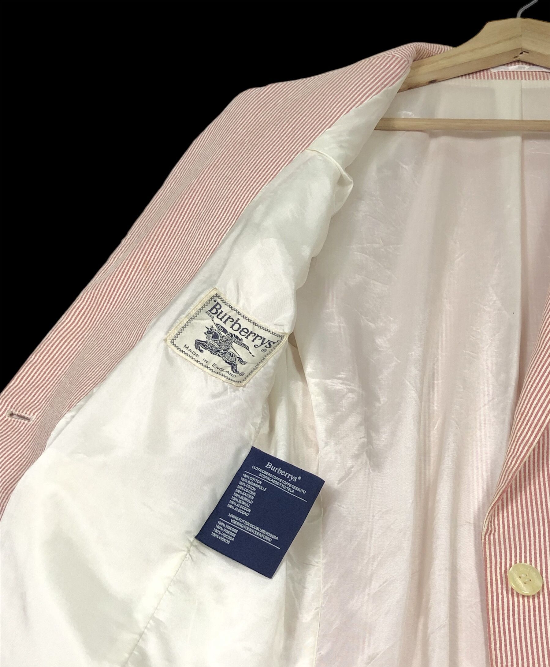 Burberry RARE🔥VINTAGE BURBERRYS MADE IN ENGLAND PINK HICKORY COAT Size S / US 4 / IT 40 - 6 Thumbnail